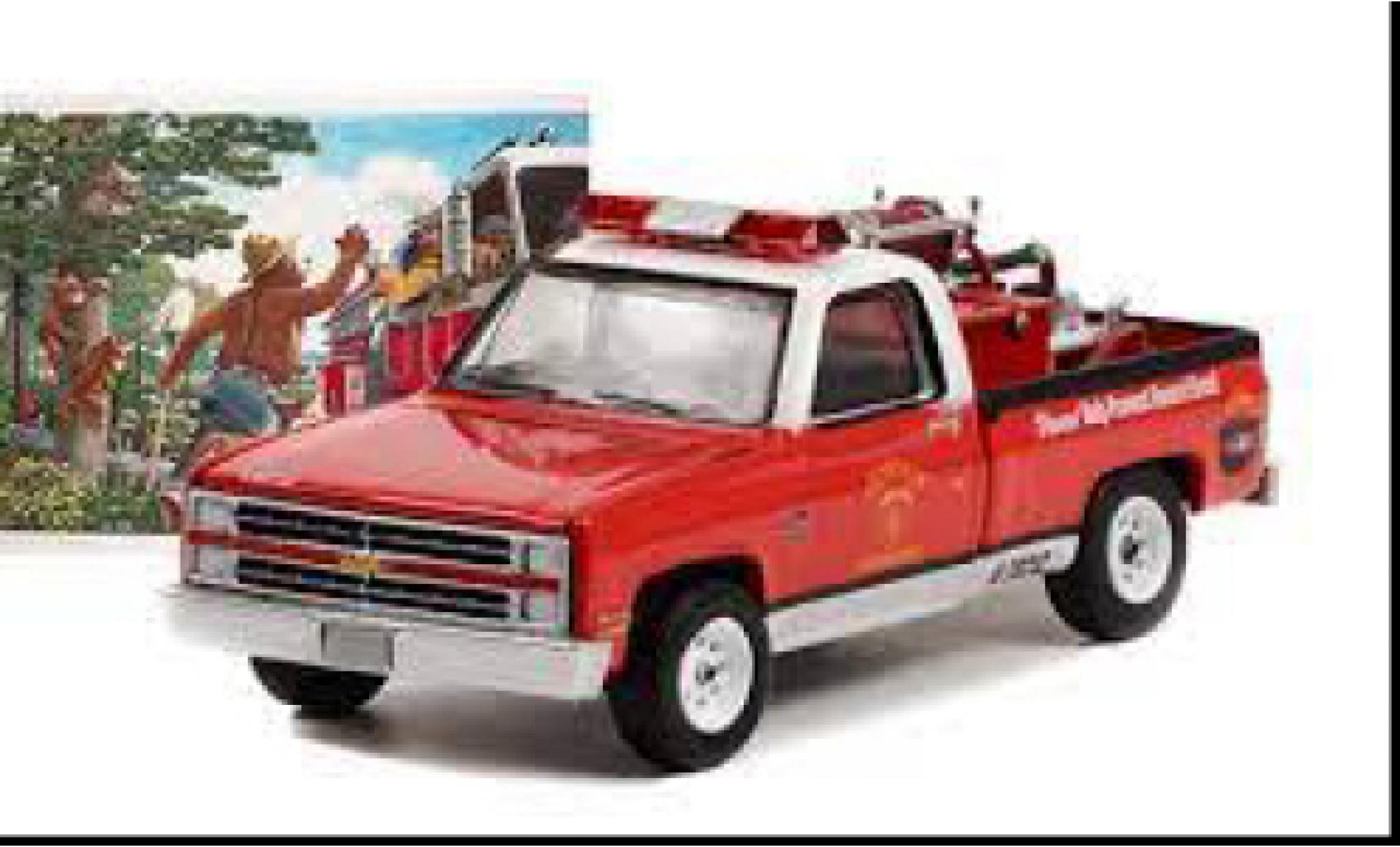 Chevrolet C-20 1/64 Greenlight red/white Smokey Bear 1984 diecast model cars