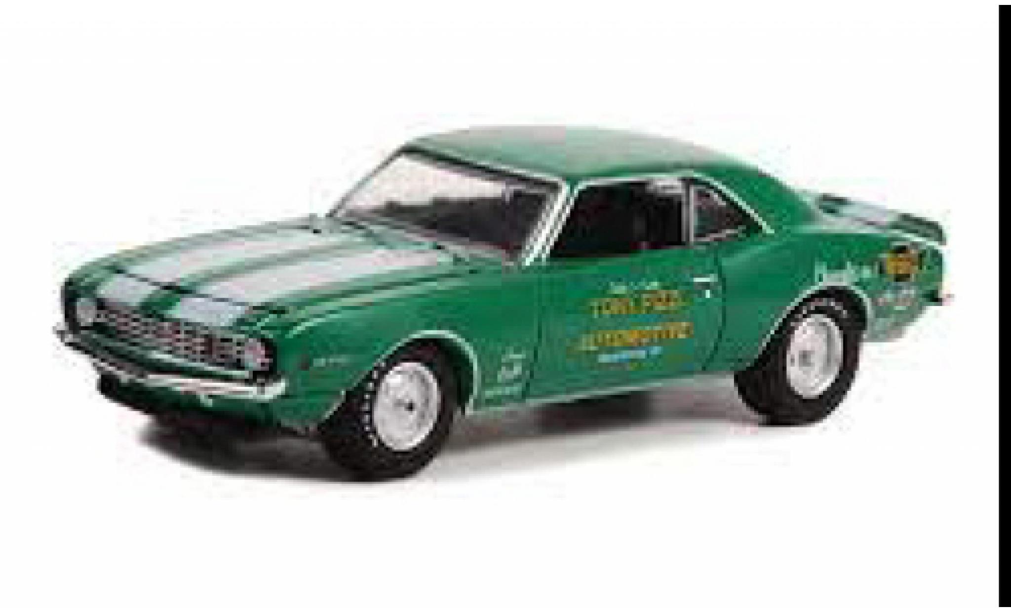 Chevrolet Camaro 1/64 Greenlight Z28 metallise green/white 1969 diecast model cars