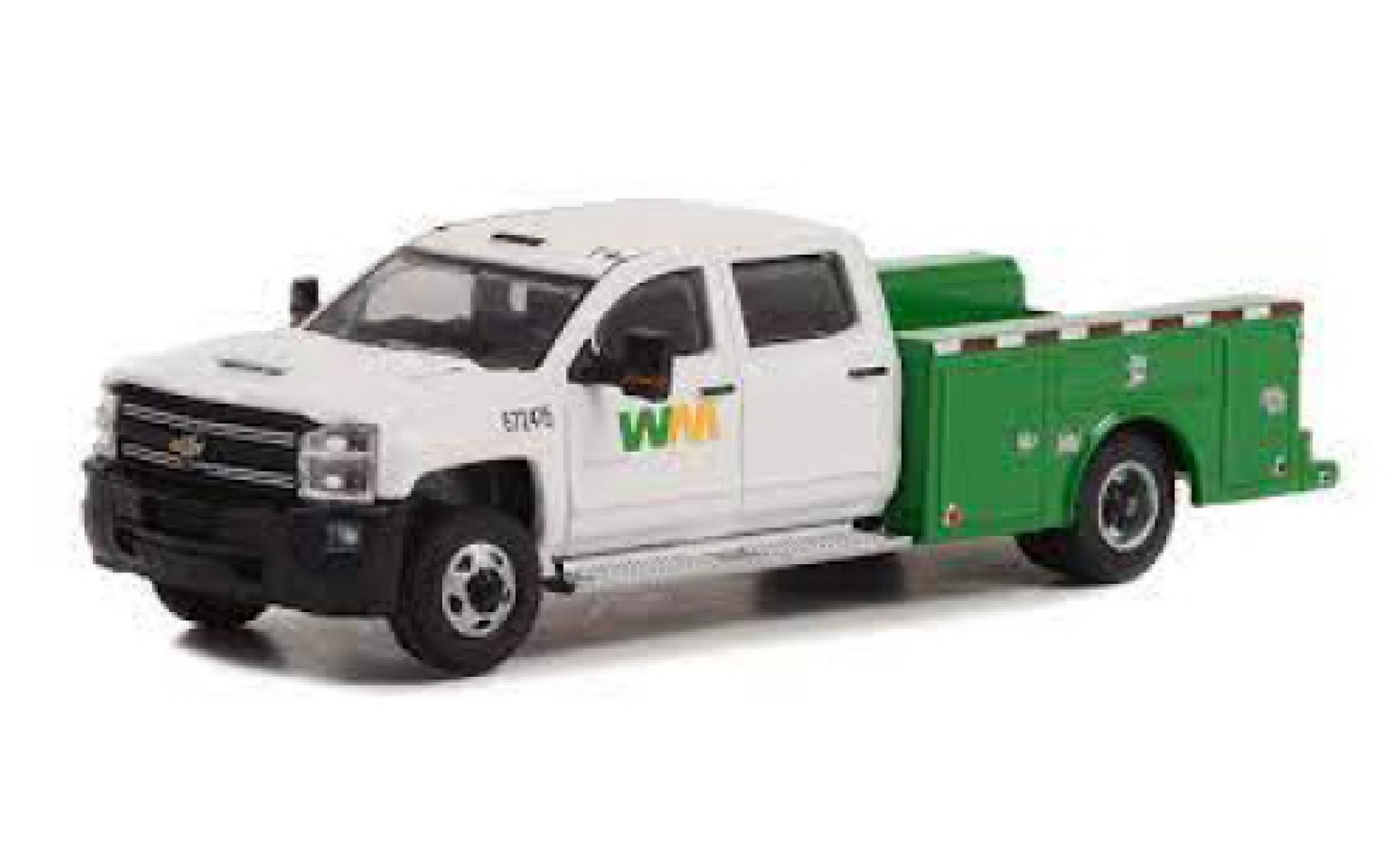 Chevrolet Silverado 1/64 Greenlight 3500HD Dually WM - Waste Management 2018 diecast model cars