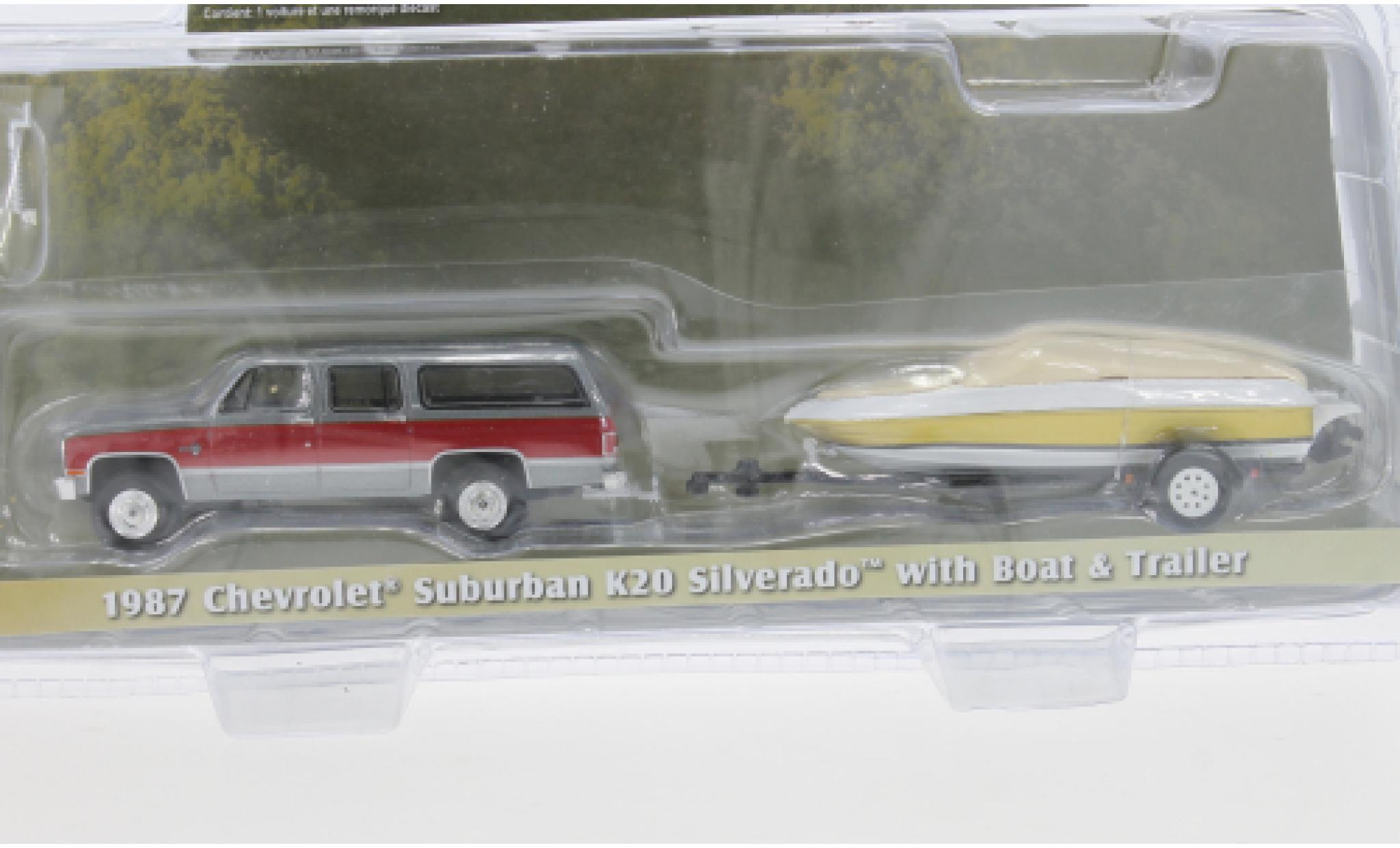 Chevrolet Suburban 1/64 Greenlight K20 Silverado metallise grey/red 1987 diecast model cars