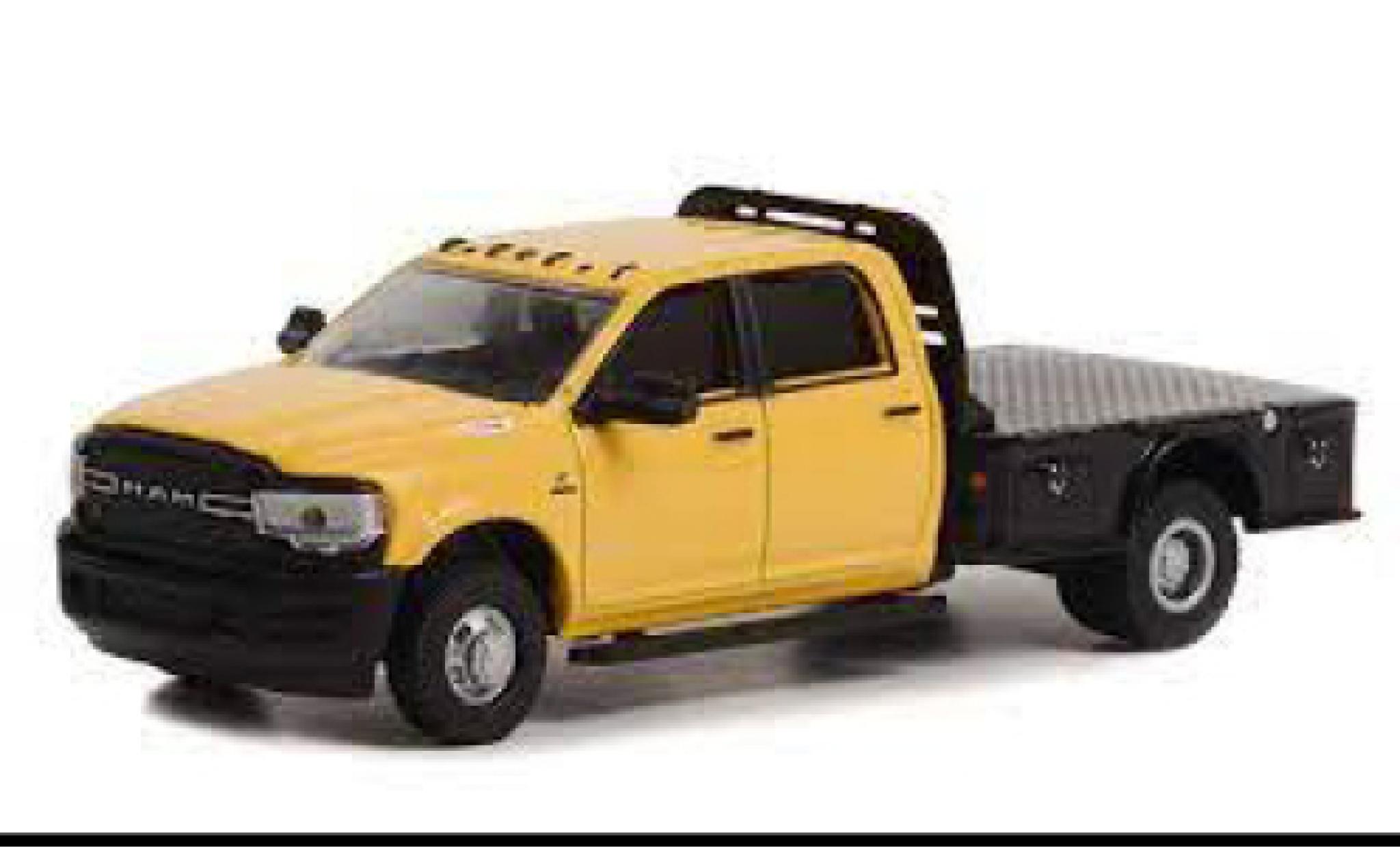 RAM 3 1/64 Greenlight Dodge 500 Tradesman Dually Flatbed yellow 2020 diecast model cars