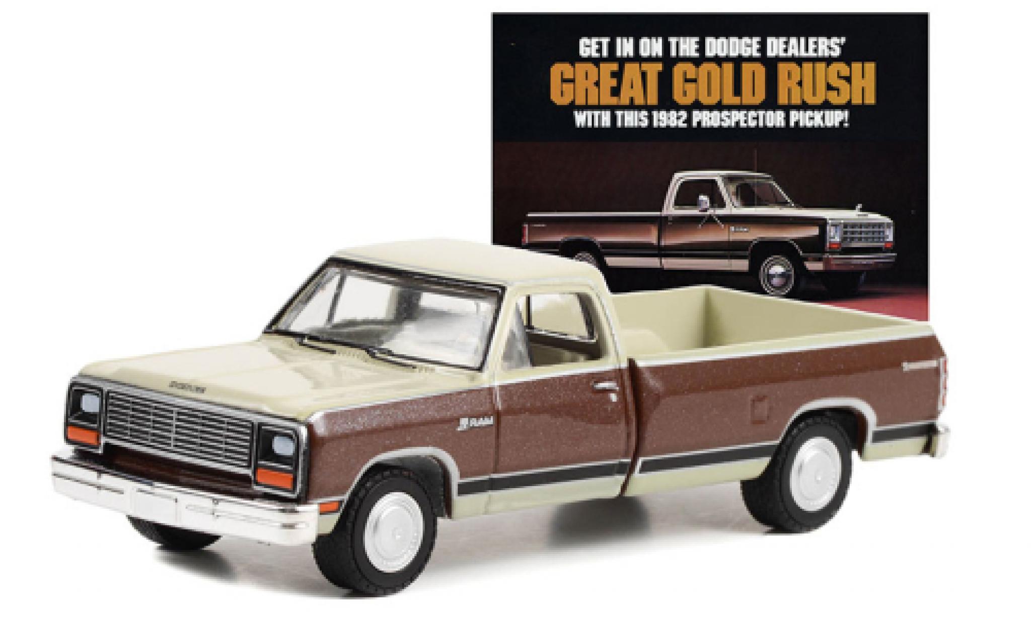 Dodge RAM 1/64 Greenlight D-150 Prospector beige/brown 1982 diecast model cars