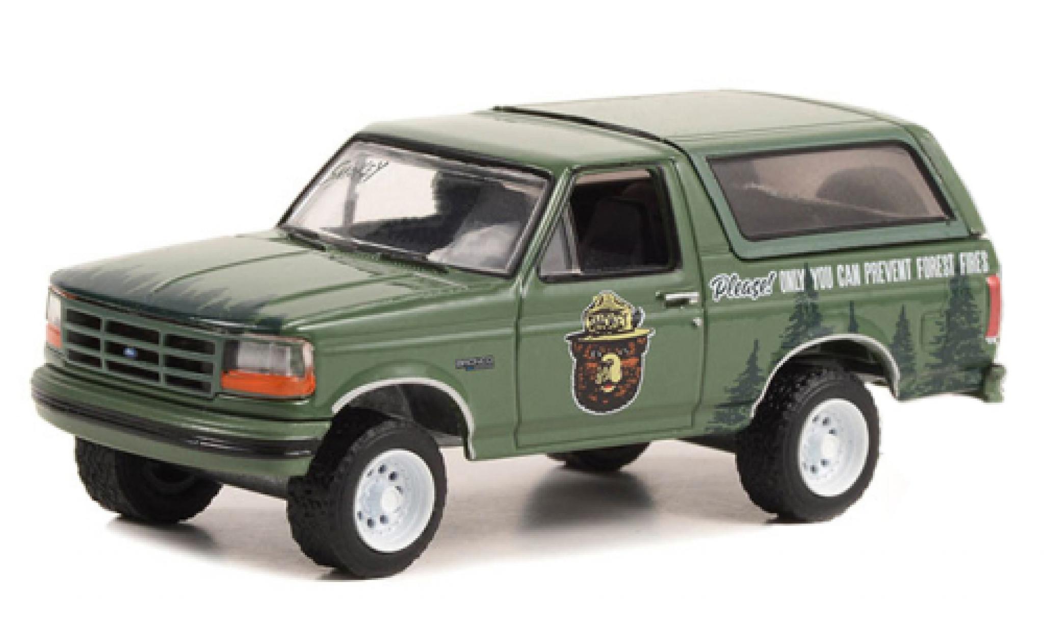 Ford Bronco 1/64 Greenlight green Smokey Bear 1996 diecast model cars