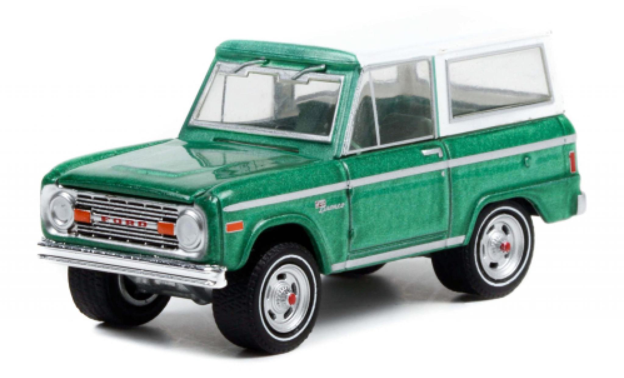 Ford Bronco 1/64 Greenlight metallise green/white 1977 diecast model cars