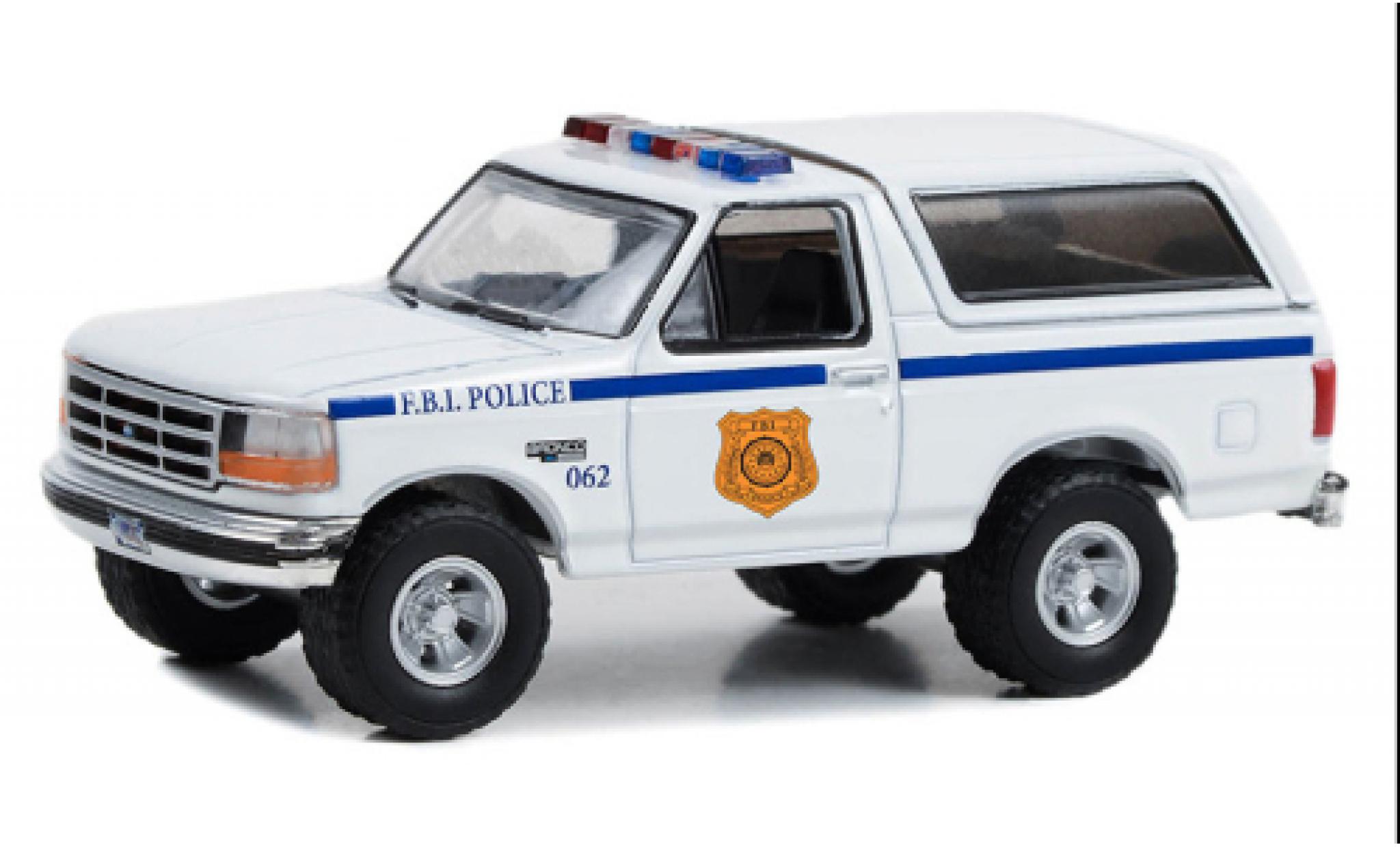 Ford Bronco 1/64 Greenlight XL FBI Police 1996 diecast model cars