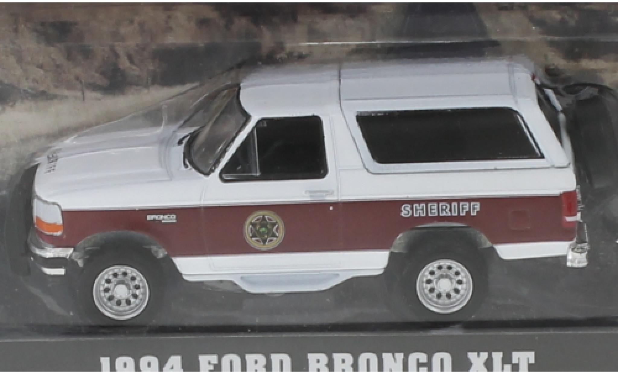 Ford Bronco 1/64 Greenlight XLT Absaroka County Sheriff 1994 diecast model cars