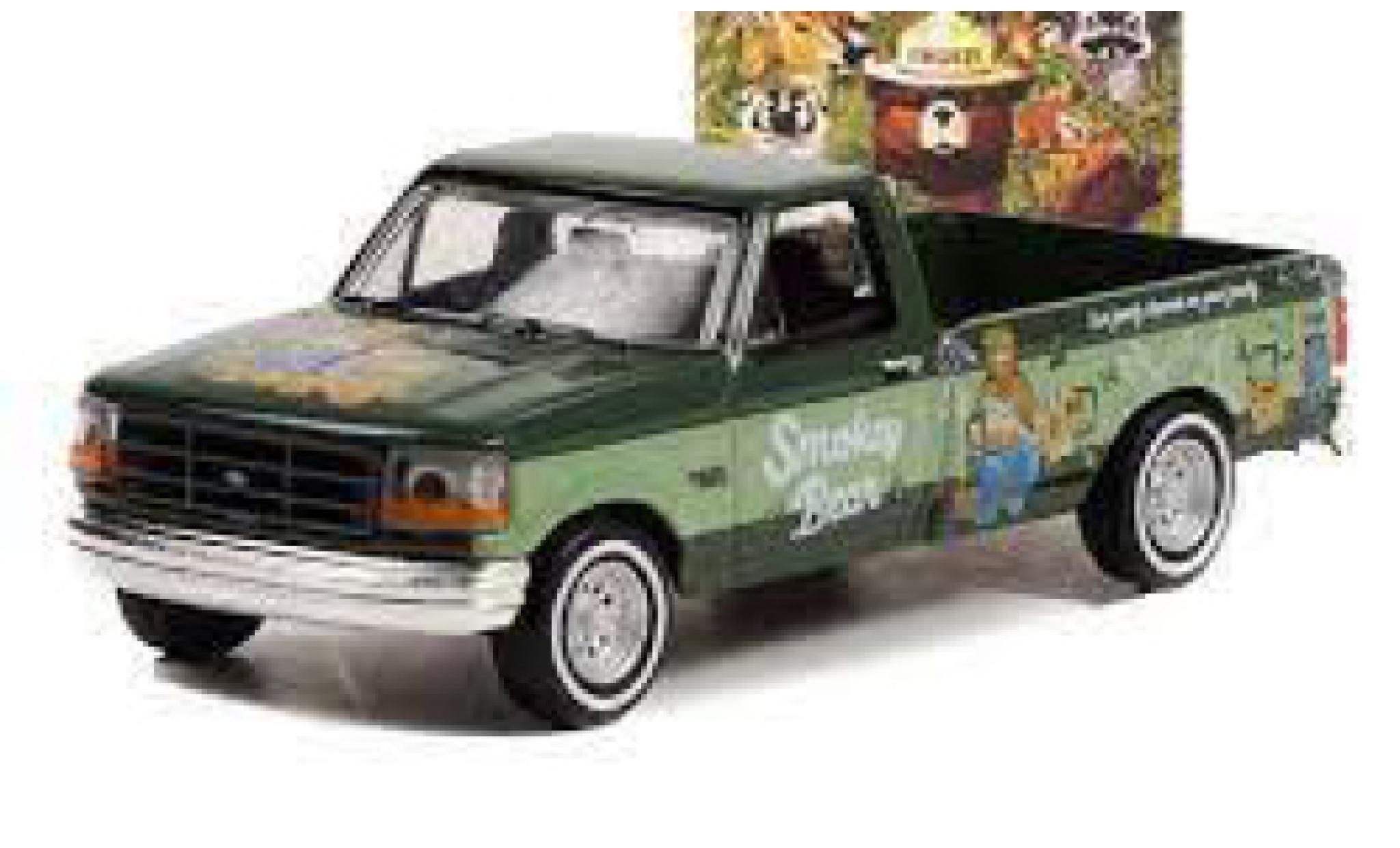 Ford F-250 1/64 Greenlight vert fonc&eacute;/la chaux Smokey Bear 1995 diecast model cars