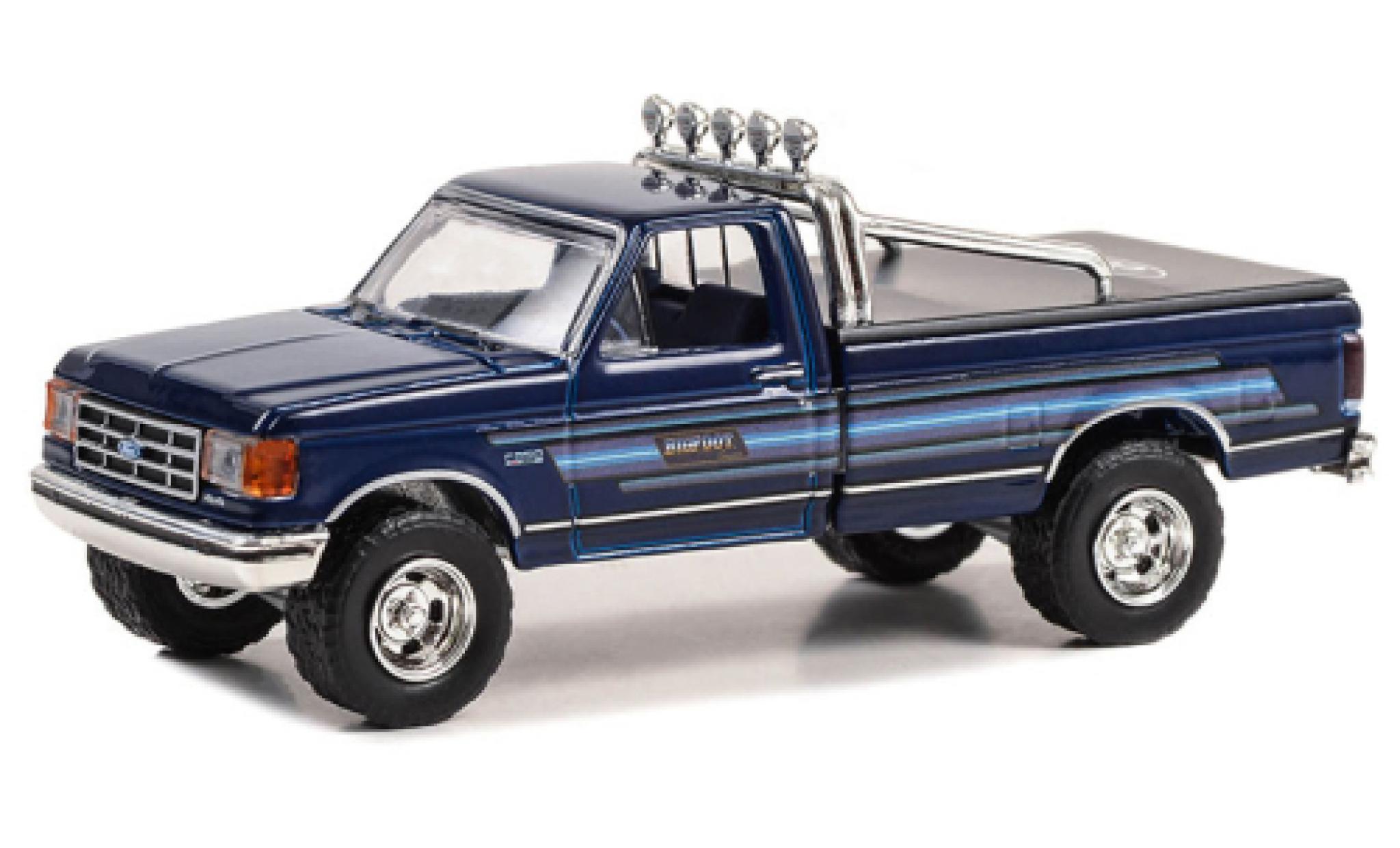 Ford F-250 1/64 Greenlight XLT Lariat blue fonc&eacute;/D&eacute;corer 1987 diecast model cars