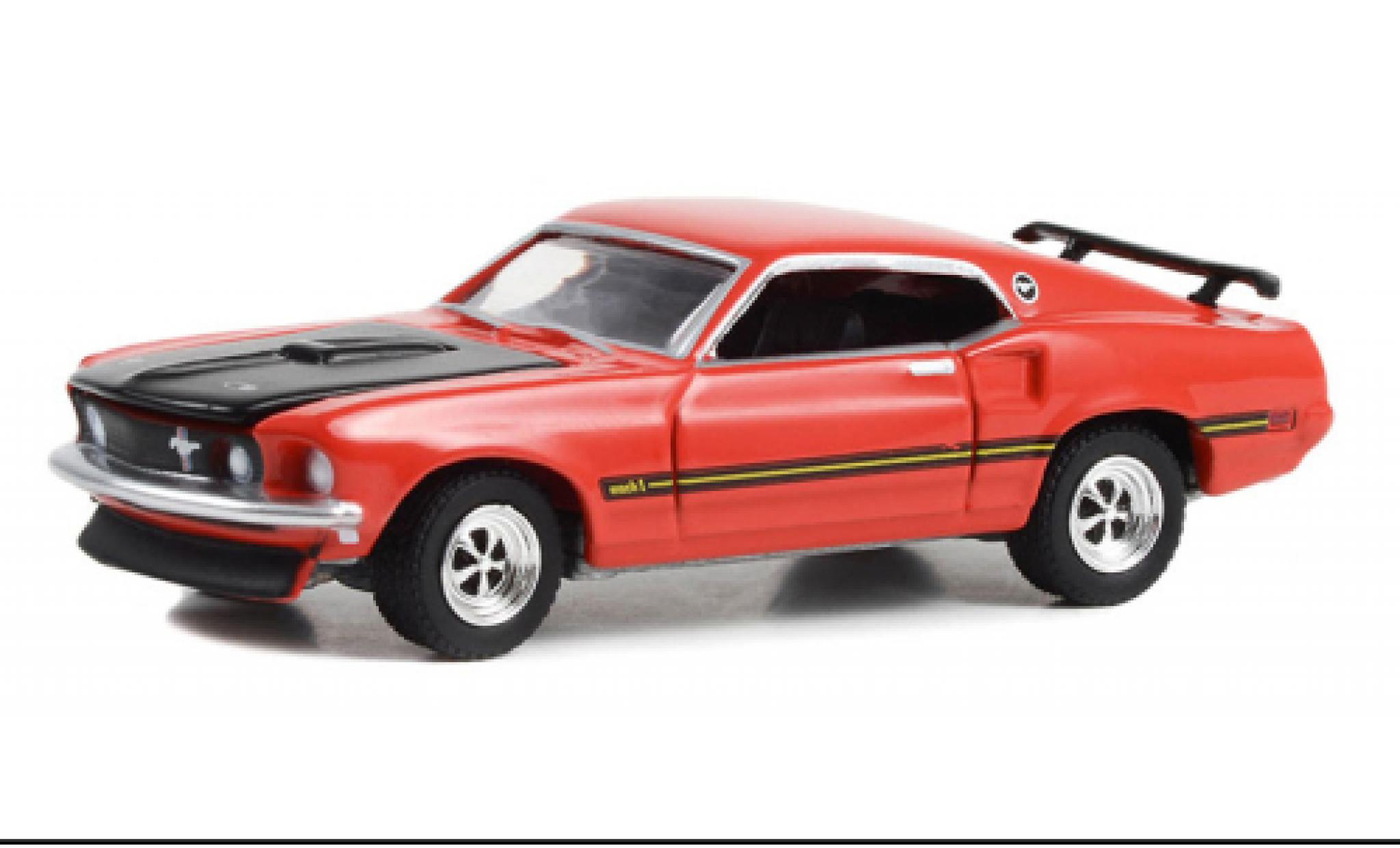 Ford Mustang 1/64 Greenlight Custom Fastback red/black 1969 diecast model cars