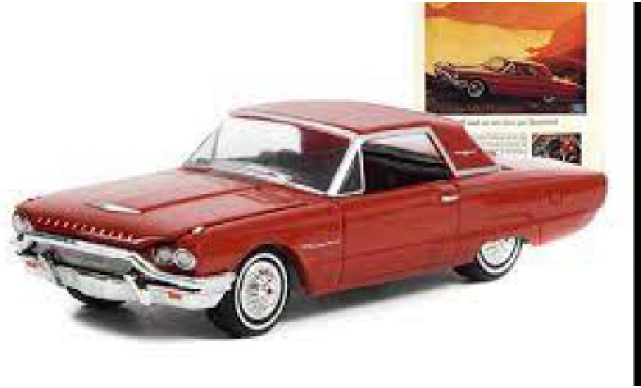 Ford Thunderbird 1/64 Greenlight Hardtop red fonc&eacute; 1964 diecast model cars