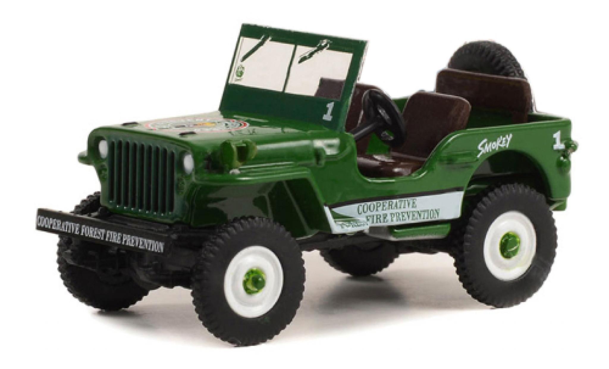 Jeep Willys 1/64 Greenlight MB green Smokey Bear 1945 diecast model cars