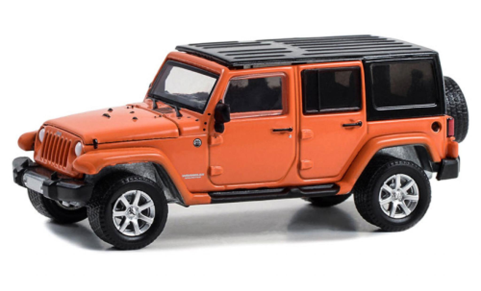 Jeep Wrangler 1/64 Greenlight Unlimited orange/black Cold Pursuit 2010 diecast model cars