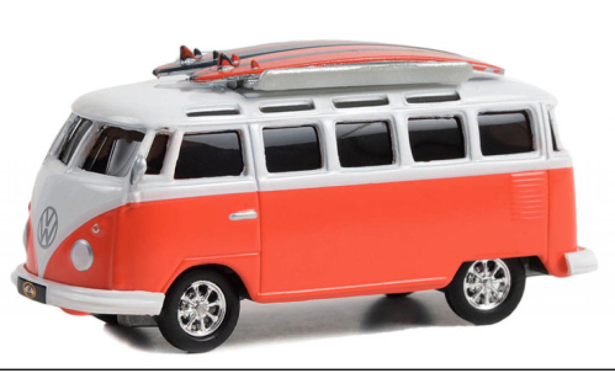 Volkswagen T1 1/64 Greenlight Samba bus red/white 1964 diecast model cars