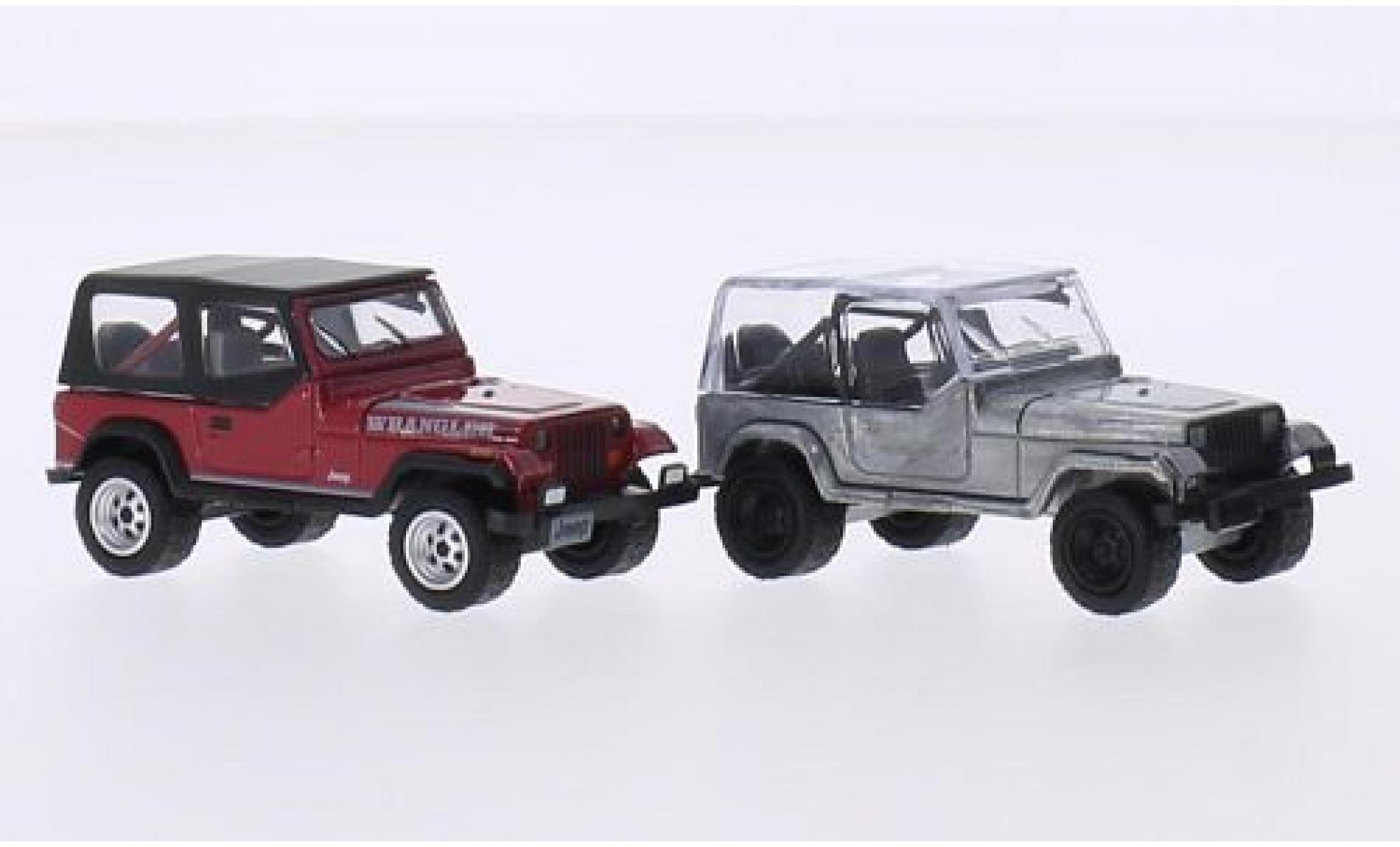 Jeep Wrangler 1/64 Greenlight red/aluminium 1987 2er-Set diecast model cars