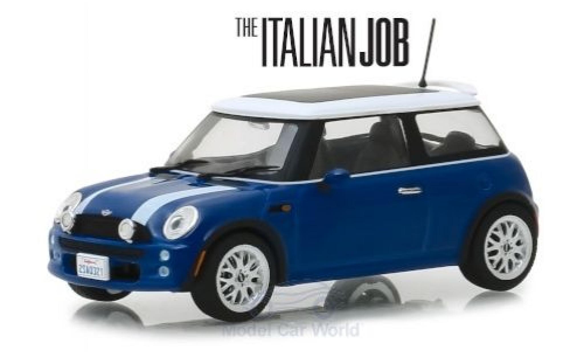 Mini Cooper 1/43 Greenlight blue/white RHD The Italian Job 2003 diecast model cars
