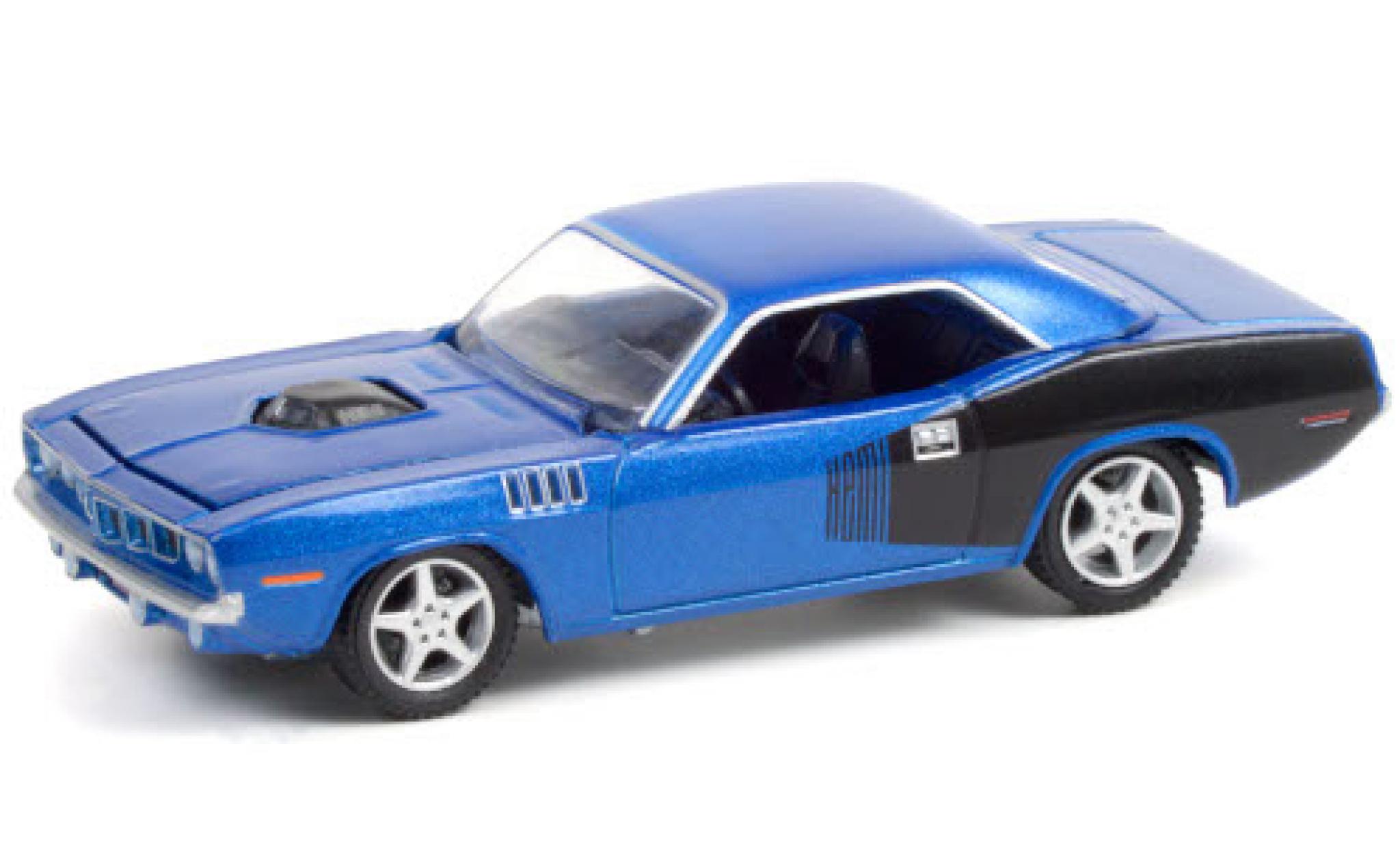 Plymouth Barracuda 1/64 Greenlight Custom Hardtop metallic blue/black 1970 diecast model cars