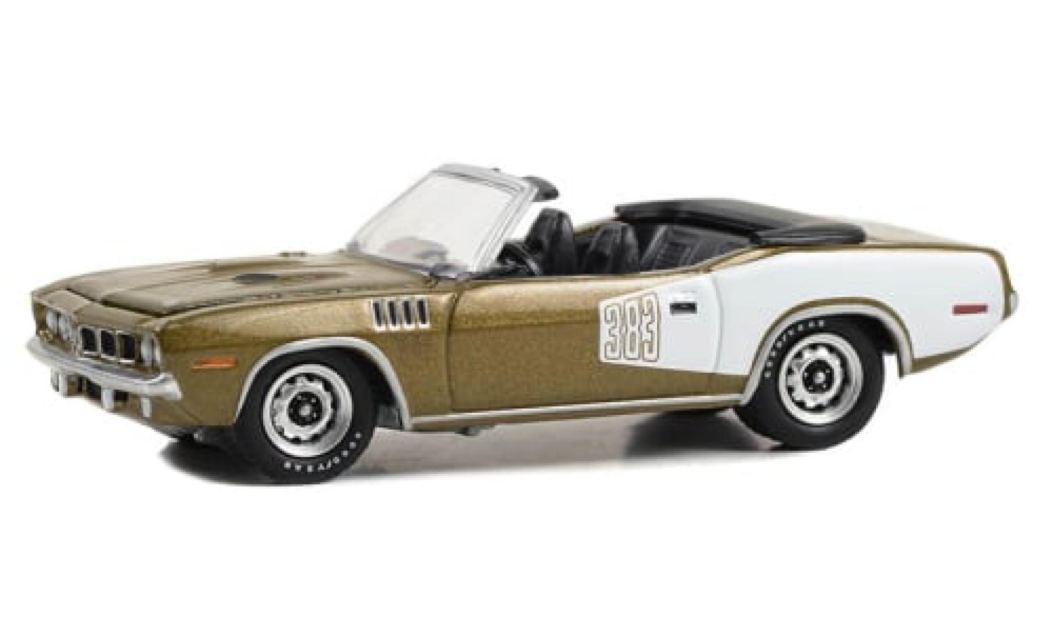 Plymouth Cuda 1/64 Greenlight Convertible metallise beige/white 1971 1:64 diecast model cars