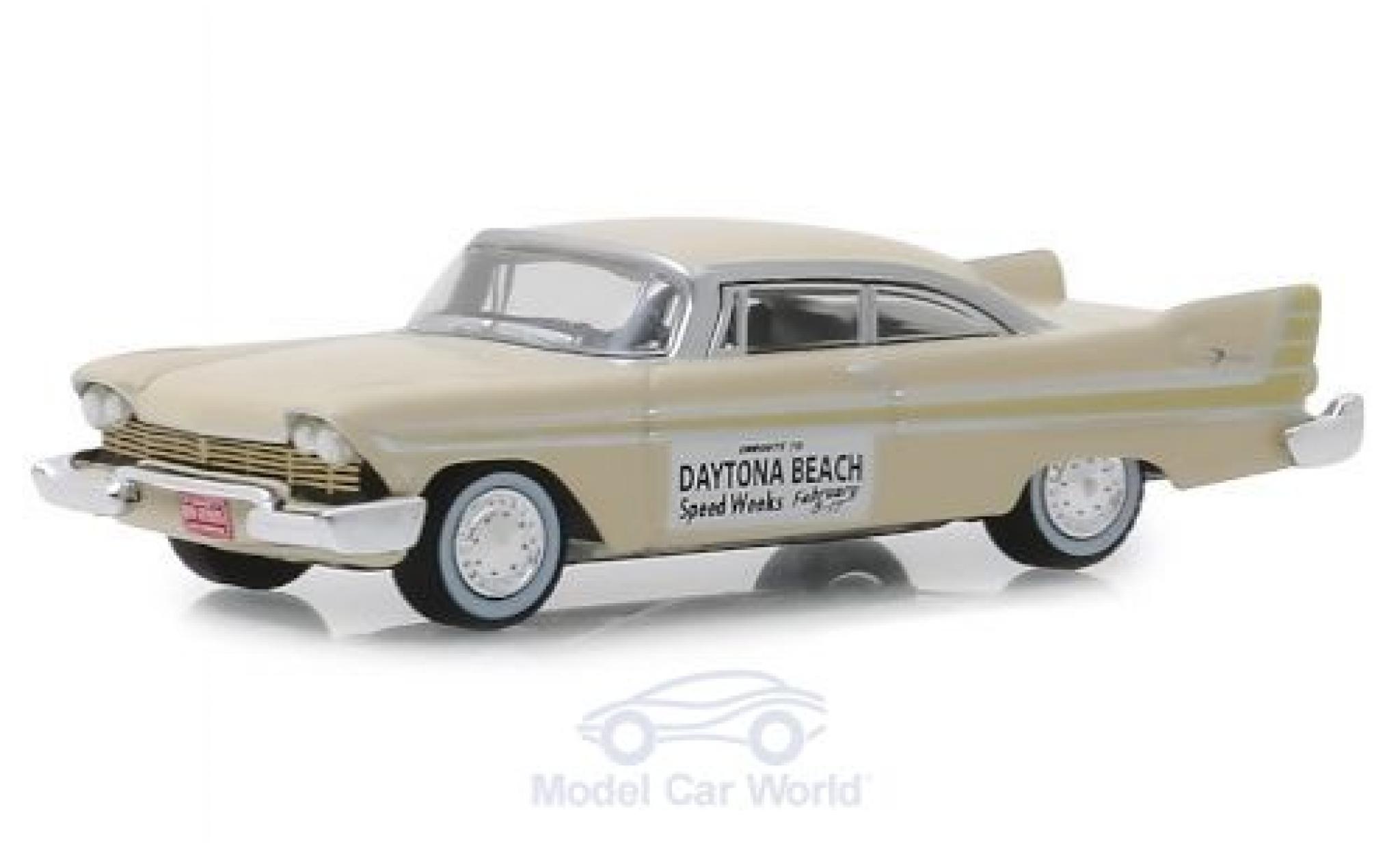 Plymouth Fury 1/64 Greenlight beige Daytona Beach Speed Weeks 1957 diecast model cars