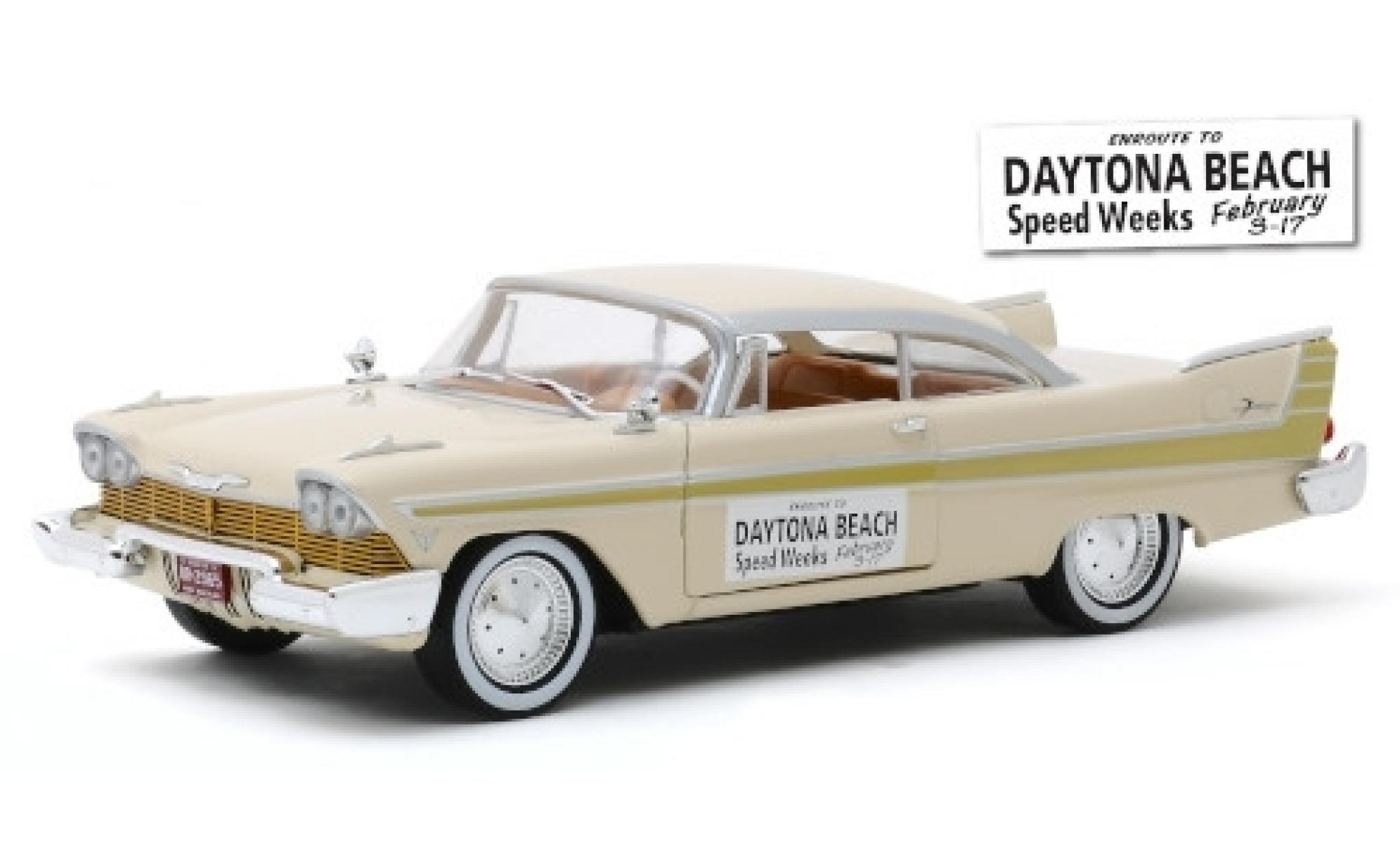 Plymouth Fury 1/24 Greenlight beige/gold Daytona Beach Speed Weeks 1957 diecast model cars