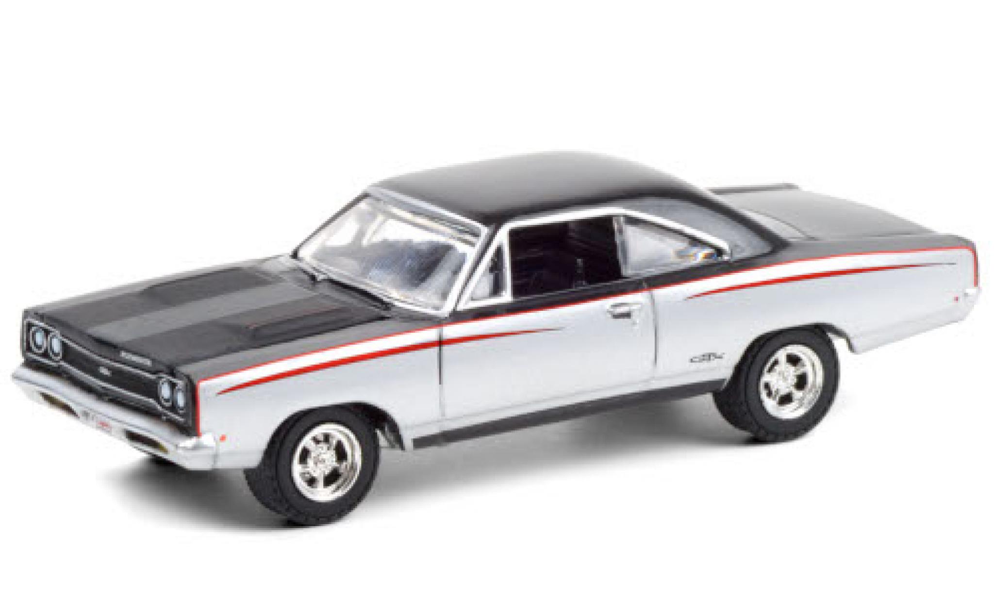 Plymouth GTX 1/64 Greenlight Custom grey/black 1968 diecast model cars