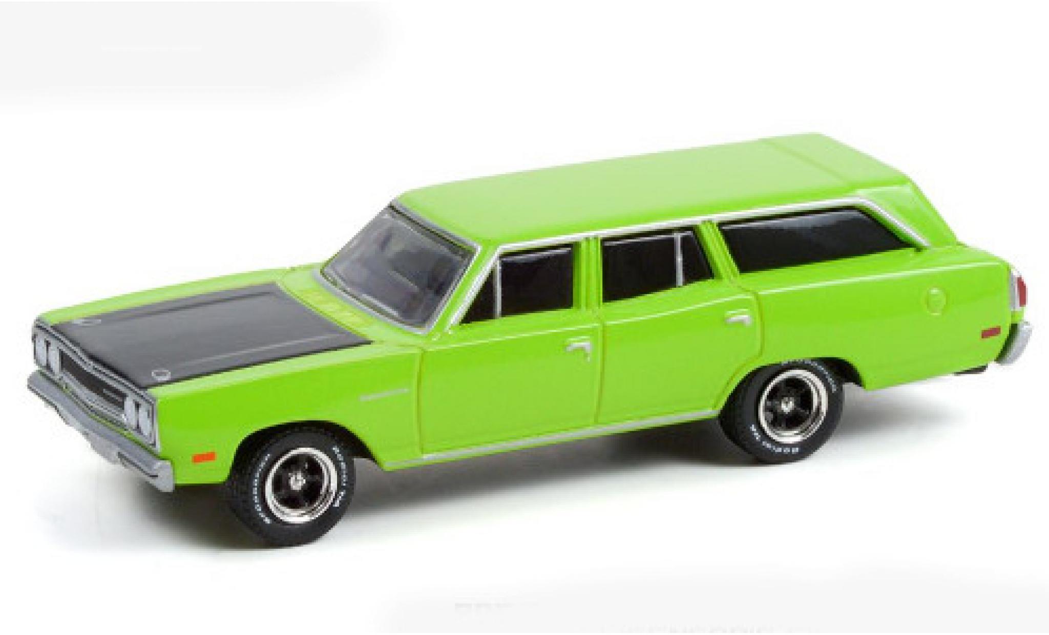 Plymouth Satellite 1/64 Greenlight green/black 1970 diecast model cars