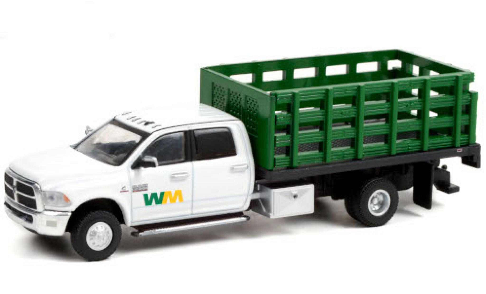 RAM 3 1/64 Greenlight 500 Dually Stake Truck WM - Waste Management 2018 diecast model cars