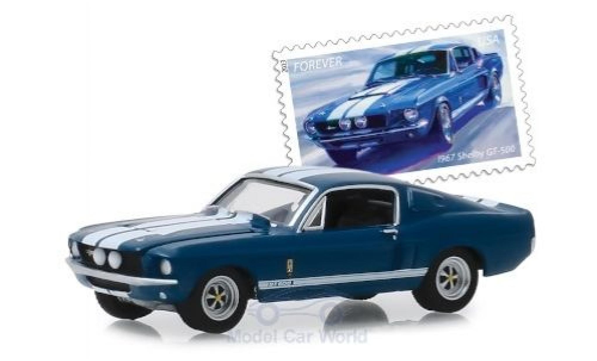 Shelby GT 1/64 Greenlight 500 metallic blue/white 1967 diecast model cars