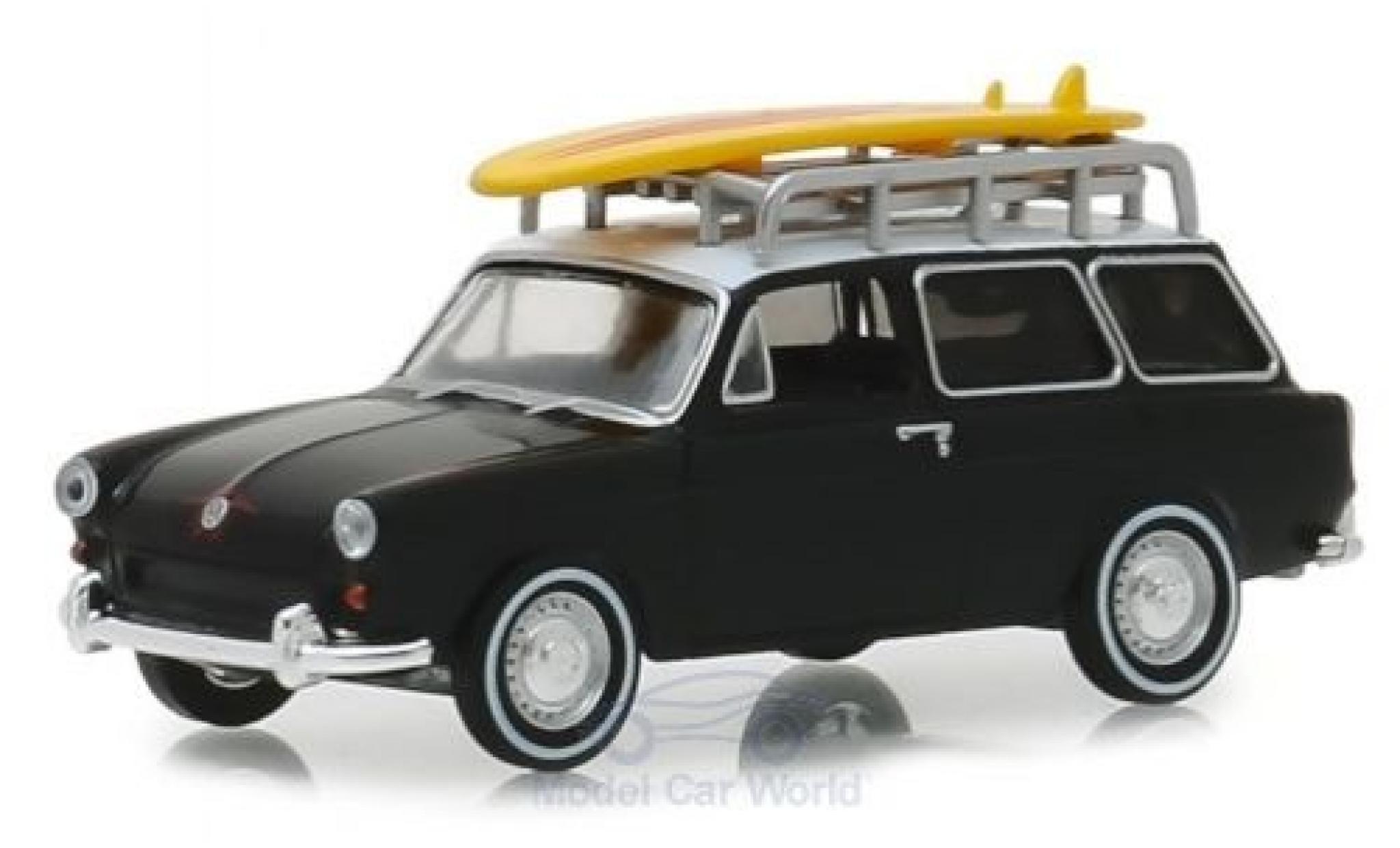 Volkswagen 1600 1/64 Greenlight Variant matt-black/white 1965 diecast model cars