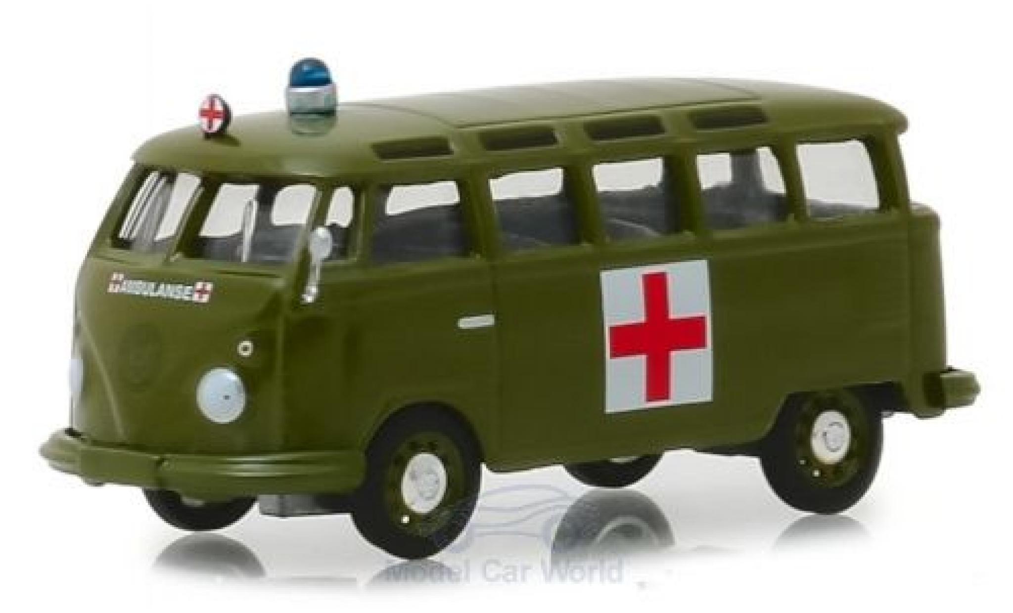 Volkswagen T1 1/64 Greenlight Samba Bus Army Ambulance 1964 diecast model cars