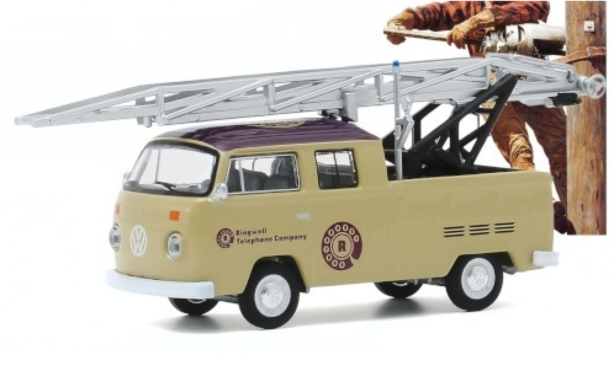 Volkswagen T2 1/64 Greenlight Double Cab Ladder Truck Ringwell Telephone Company 1972 diecast model cars