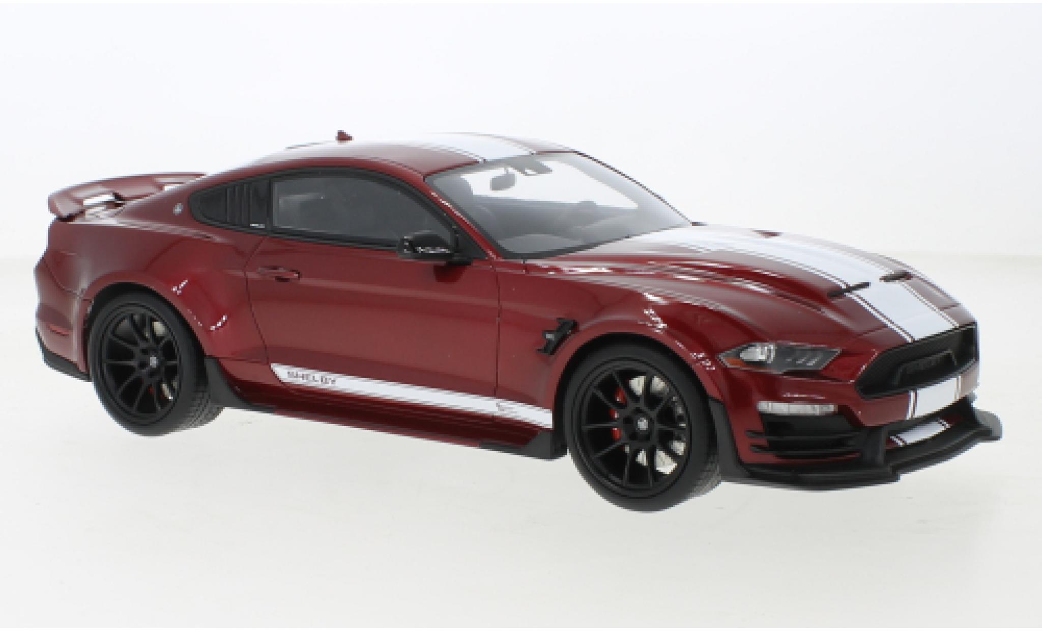 Ford Mustang 1/18 GT Spirit Shelby Super Snake metallise red fonc&eacute;/white 2020 diecast model cars