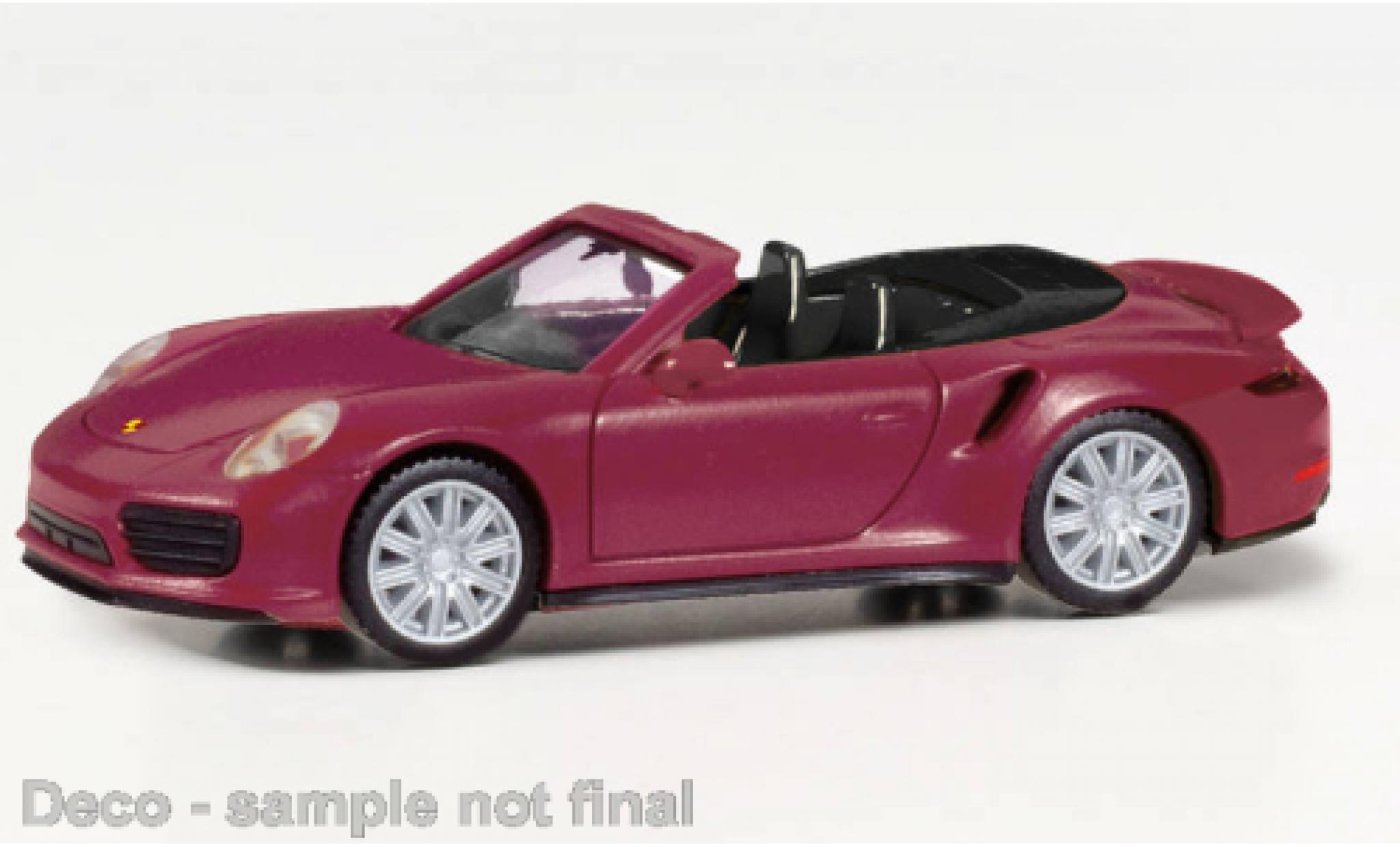 Porsche 911 1/87 Herpa Turbo cabriolet metallise red fonc&eacute; diecast model cars