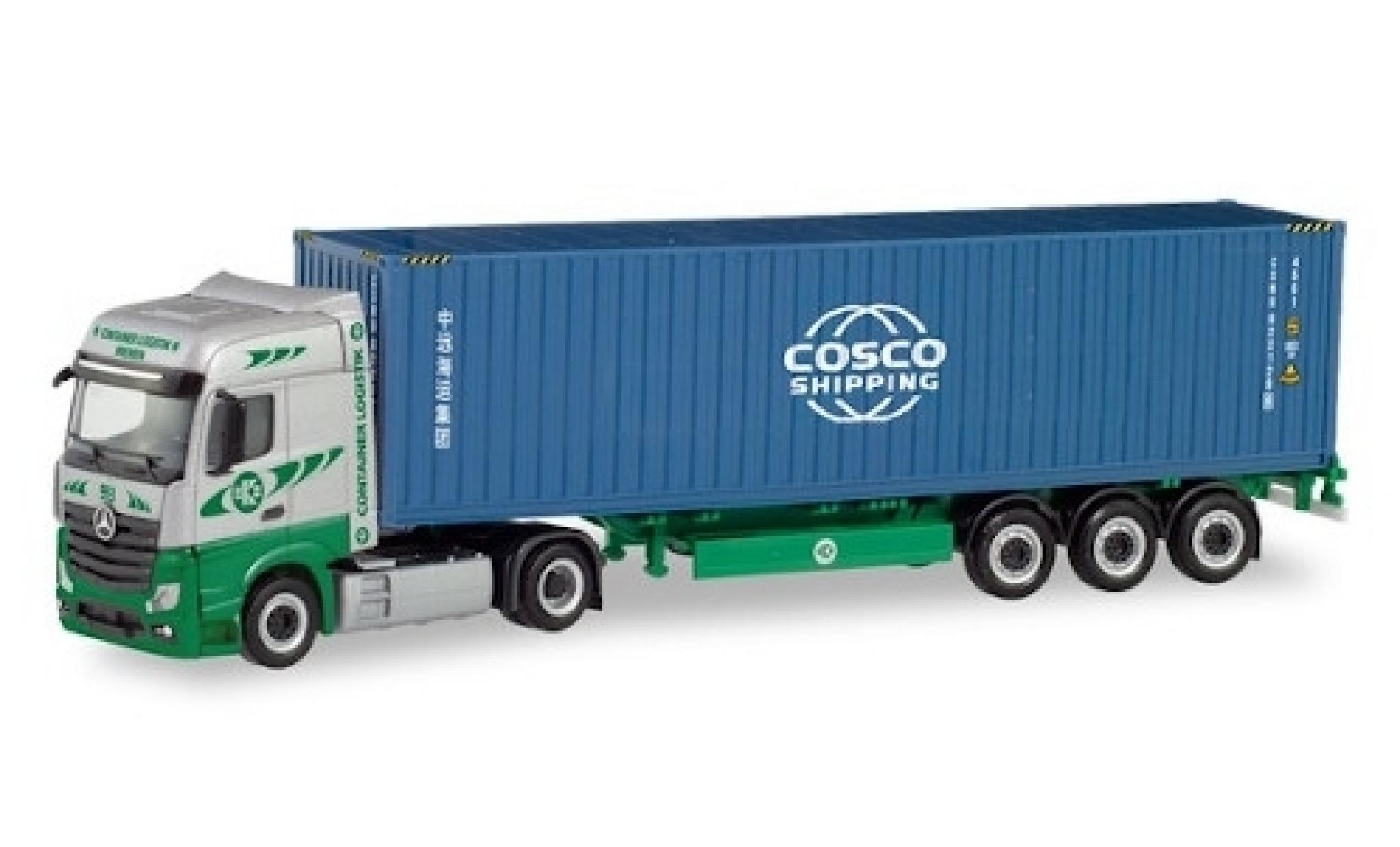 Mercedes Actros 1/87 Herpa 6x2 Bigspace EKB / Cosco Container-Sattelzug diecast model cars