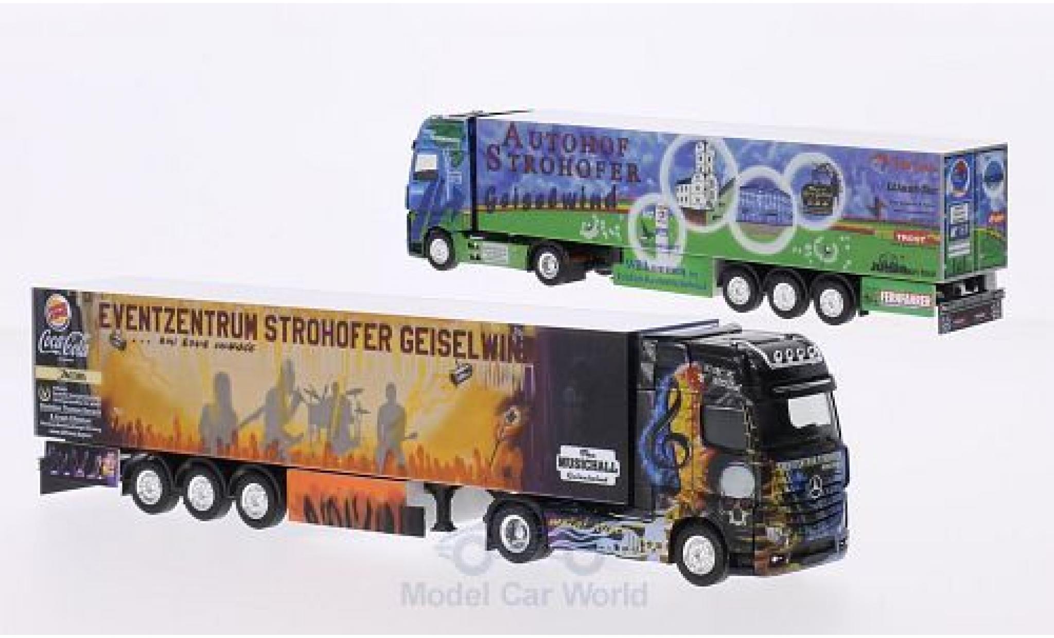 Mercedes Actros 1/87 Herpa Autohof Strohofer / Wolf Transporte K&uuml;hlkoffer-SZ in PC-Box diecast model cars