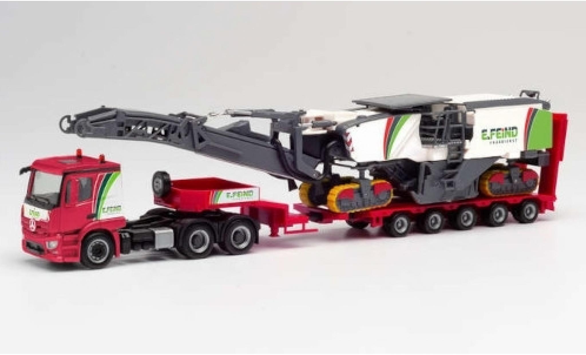 Mercedes Actros 1/87 Herpa Enrico Feind Fr&auml;stechnik Tiefladesattelzug avec Wirtgen Asphaltfr&auml;se diecast model cars