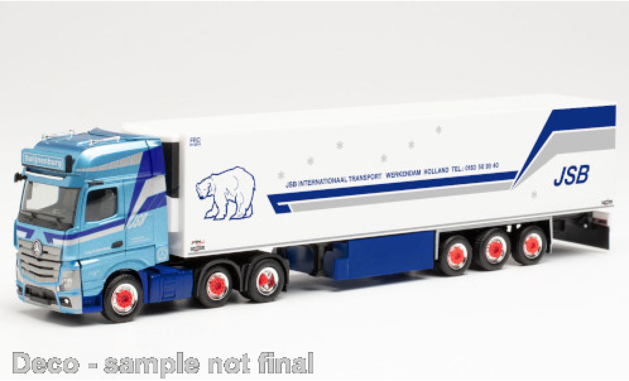 Mercedes Actros 1/87 Herpa Gigaspace 6x2 JSB Transport (NL) 2018 K&uuml;hlkoffer-Sattelzug diecast model cars