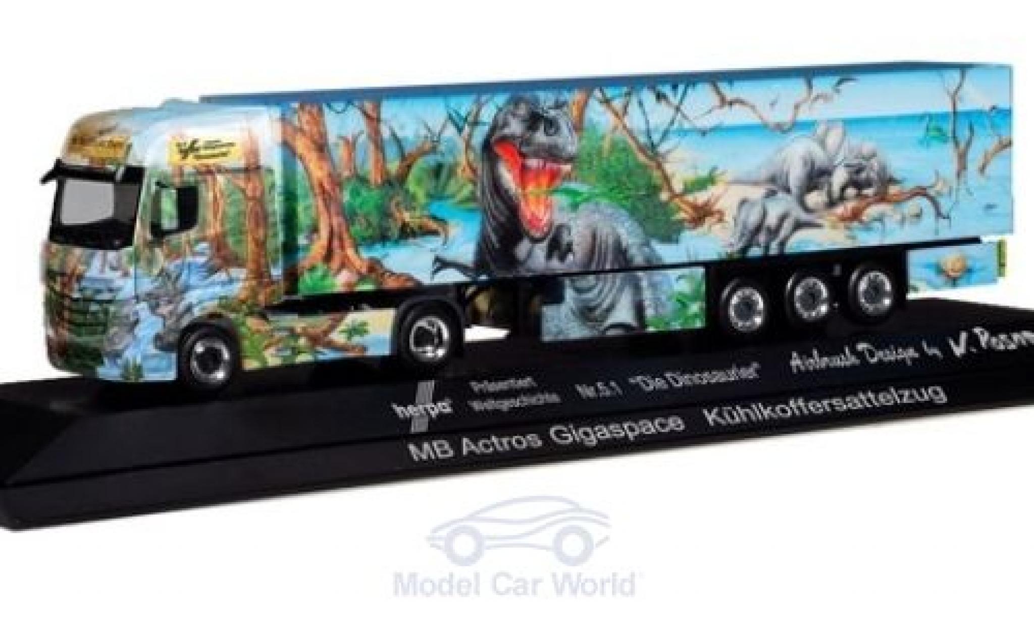 Mercedes Actros 1/87 Herpa Gigaspace Weltgeschichte Nr.5.1 - Die Dinosaurier K&uuml;hlkoffer-Sattelzug diecast model cars