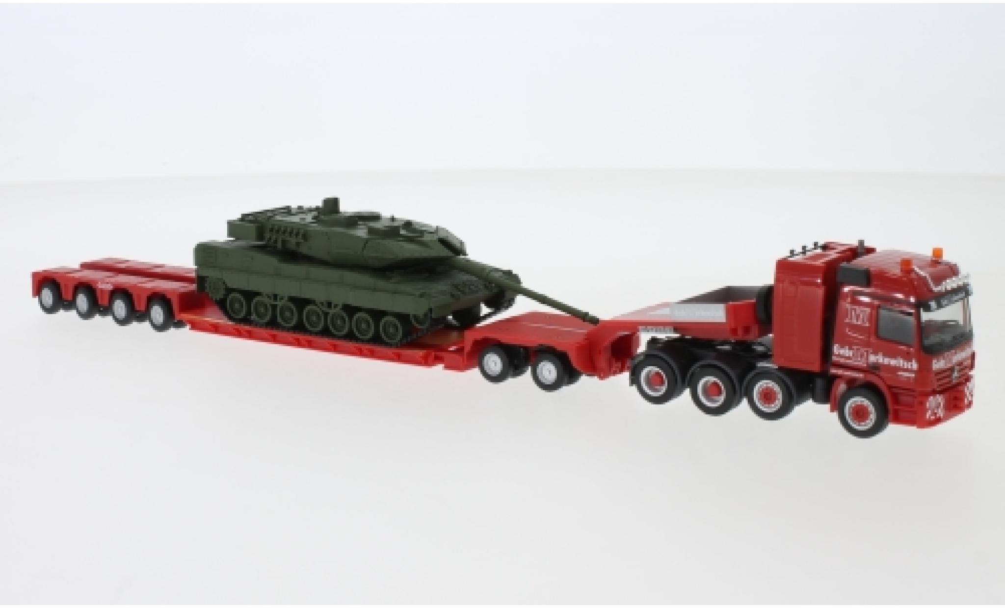 Mercedes Actros 1/87 Herpa Markewitsch 2002 charge profondeur-tracteur avec Leopard 2A7 diecast model cars