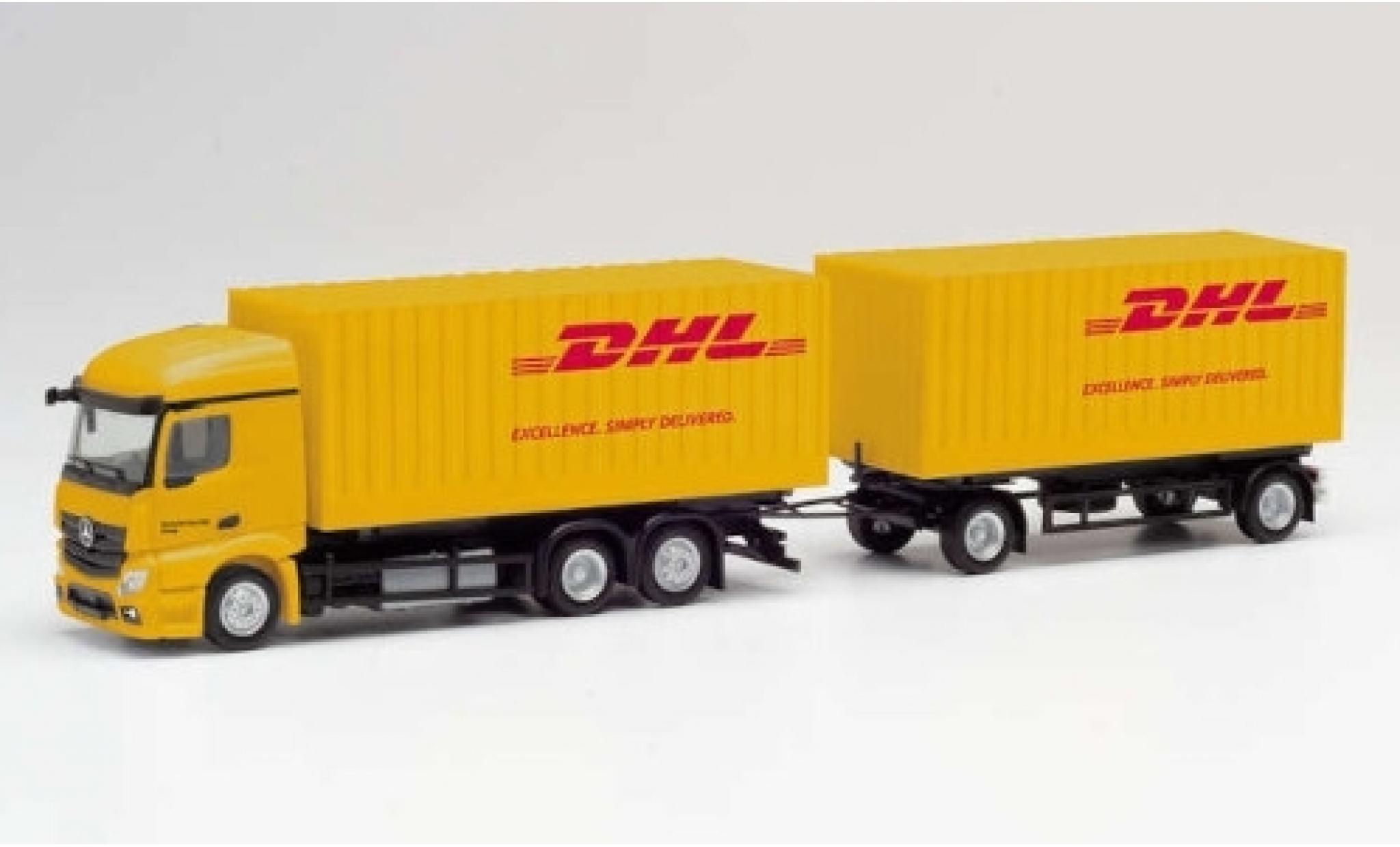 Mercedes Actros 1/87 Herpa StreamSpace 2.3 DHL 2018 Cargoboxenh&auml;ngerzug diecast model cars