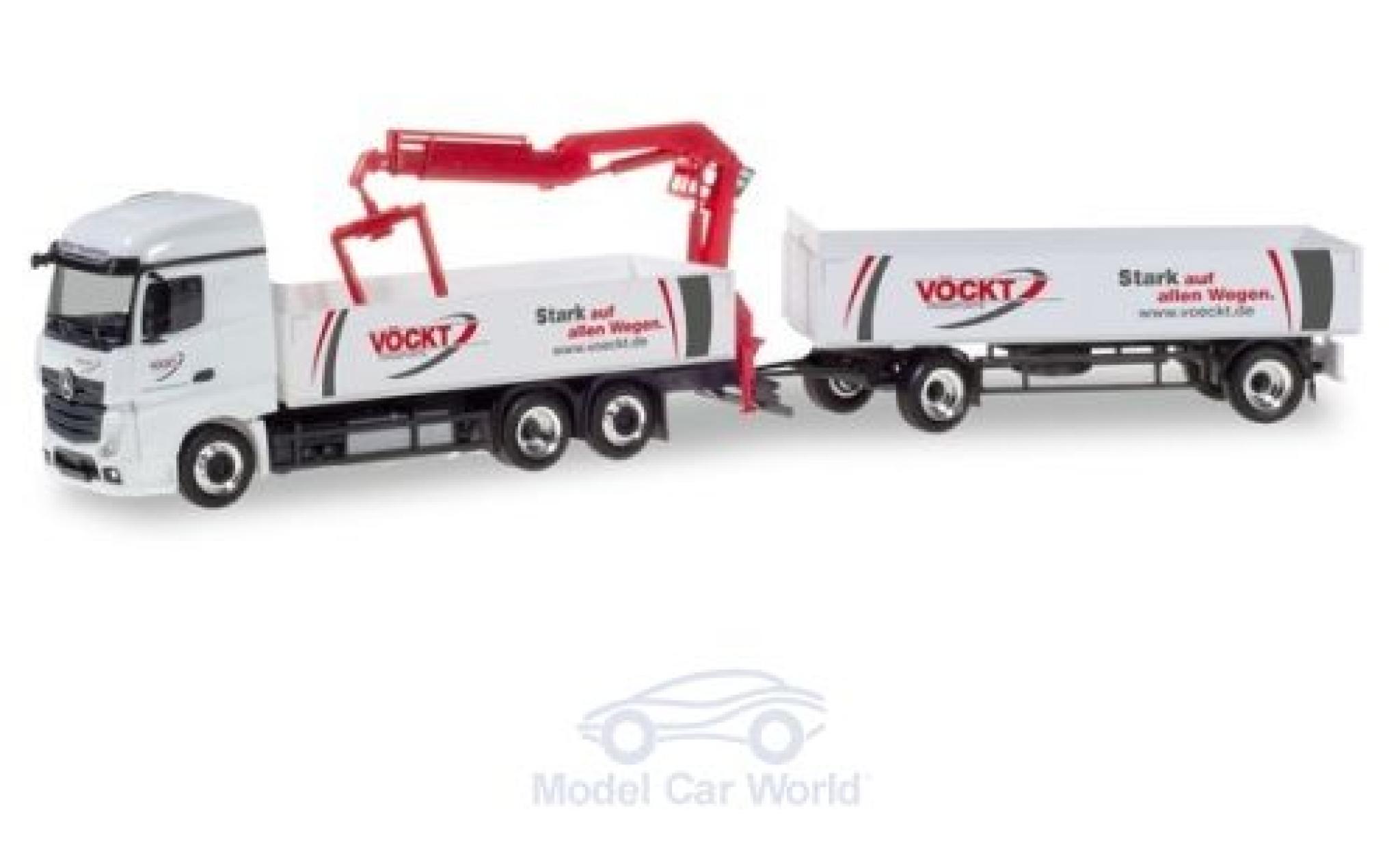 Mercedes Actros 1/87 Herpa StreamSpace V&ouml;ckt Pritschen-H&auml;ngerzug mit Ladekran diecast model cars