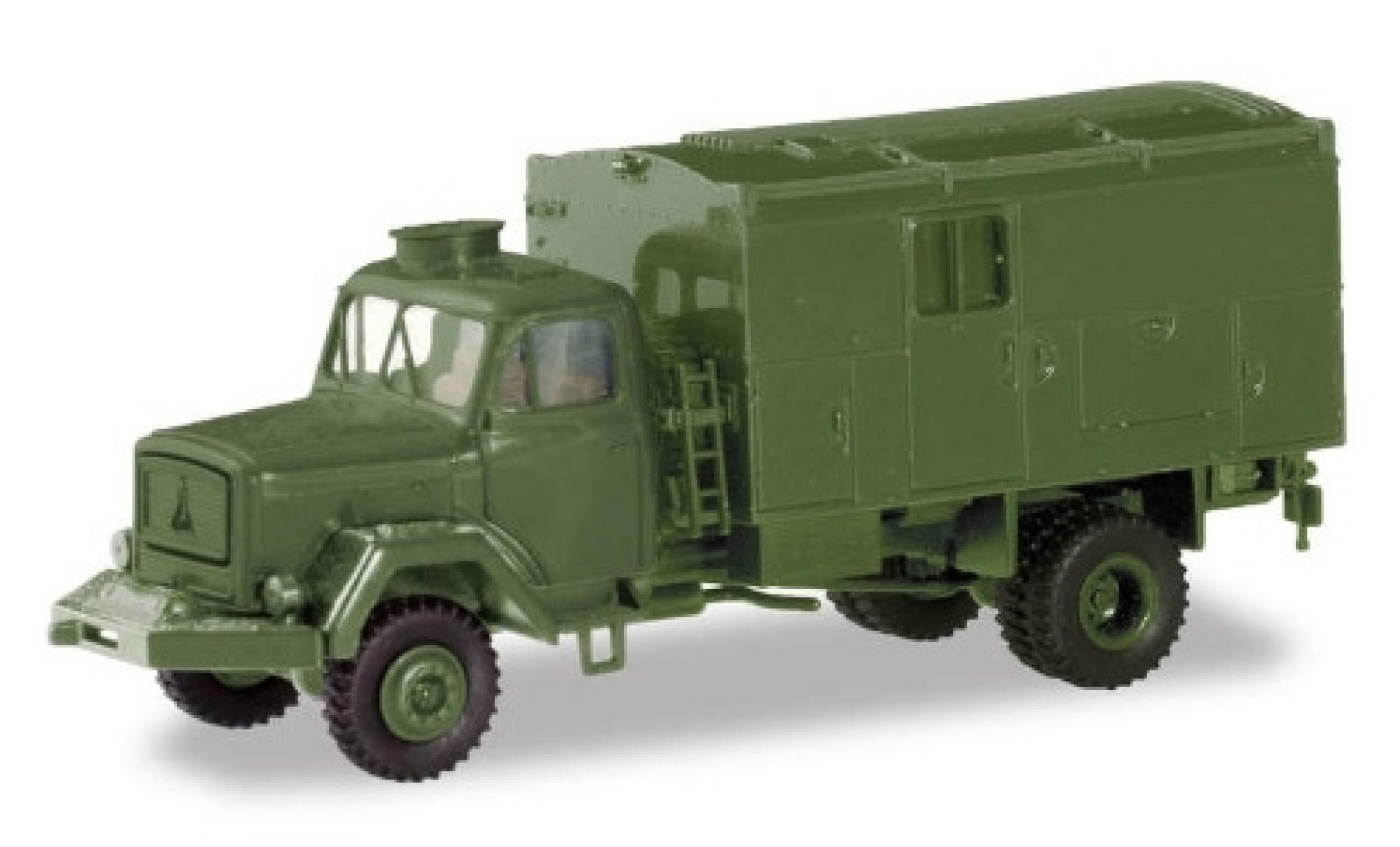 Magirus S 7500 1/87 Herpa green Bundeswehr wagon conteneur-Truck diecast model cars