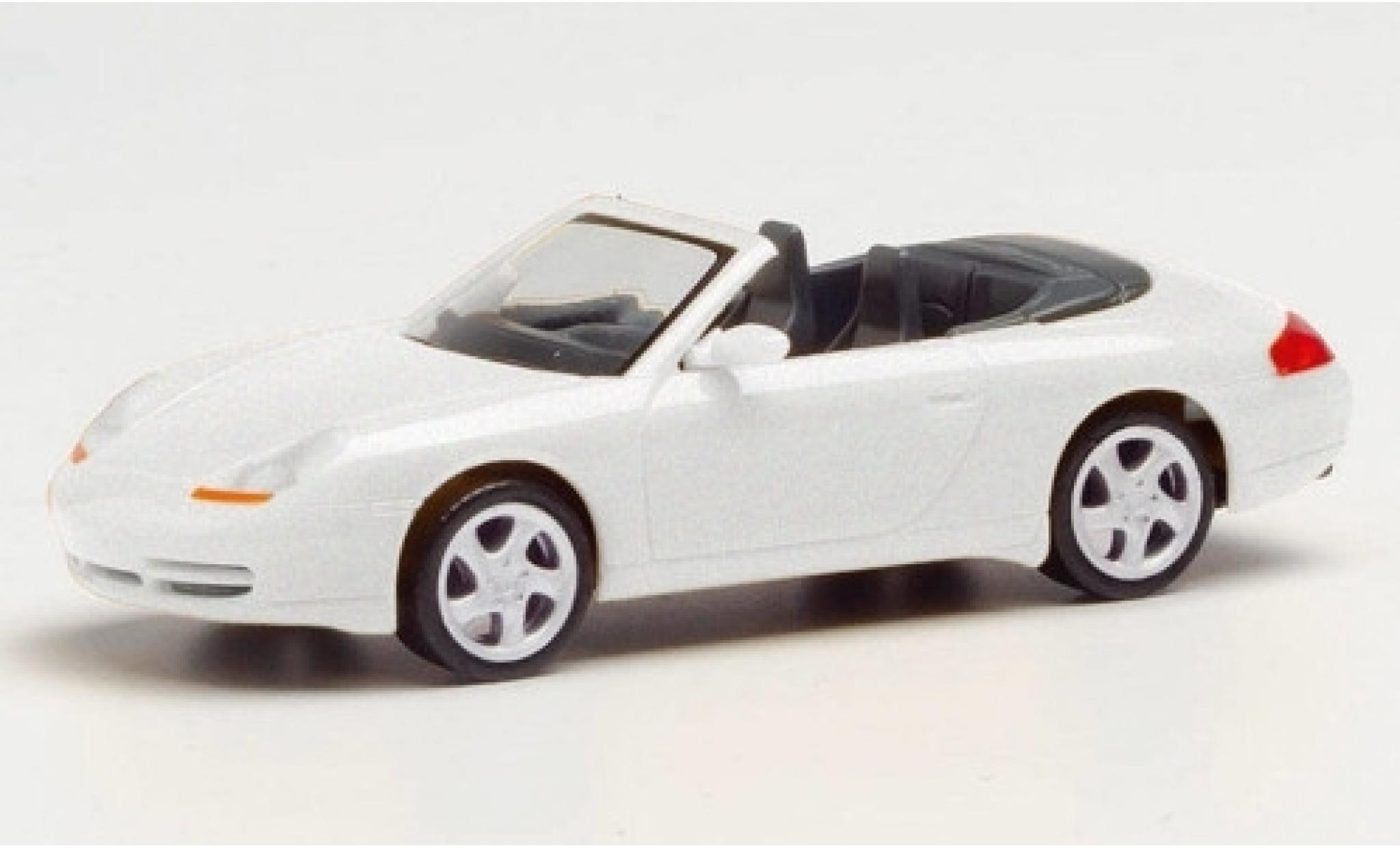 Porsche 996 1/87 Herpa 911 () Carrera 4 Convertible metallic white diecast model cars