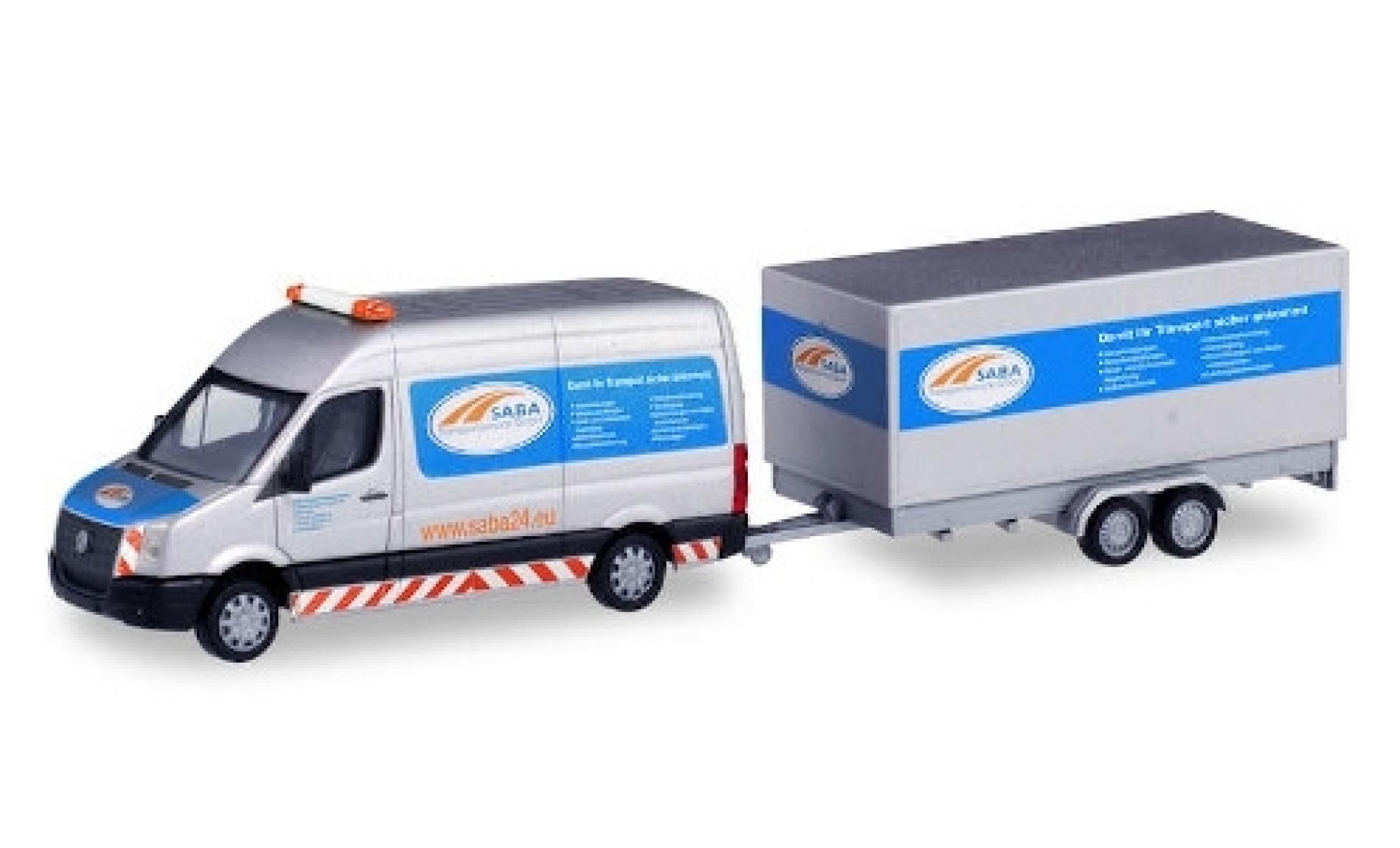 Volkswagen Crafter 1/87 Herpa Kasten HD BF3 SABA Transportservice avec Tandem-wagon conteneur-remorque diecast model cars
