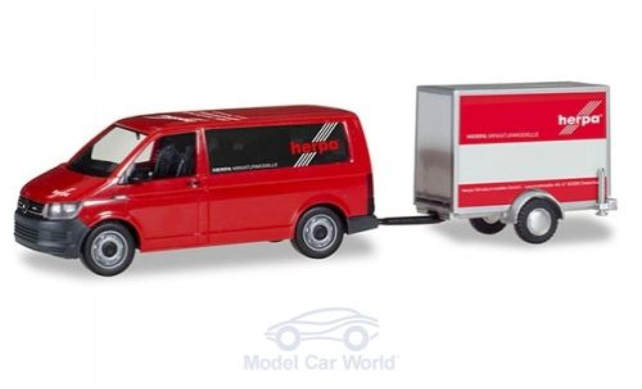 Volkswagen T6 1/87 Herpa Bus mit Kofferanh&auml;nger diecast model cars