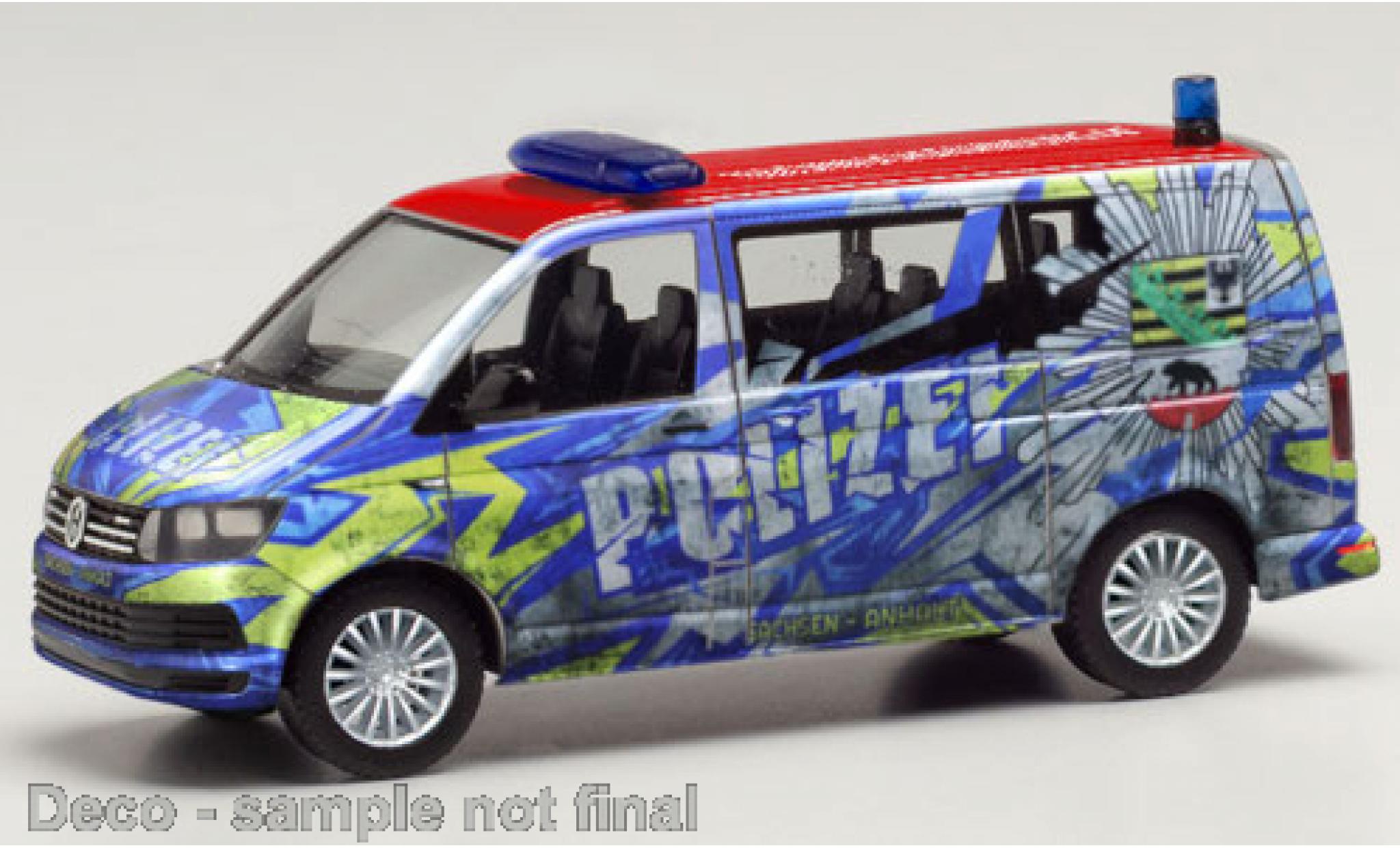 Volkswagen T6 1/87 Herpa Bus Police Sachsen-Anhalt Infomobil diecast model cars