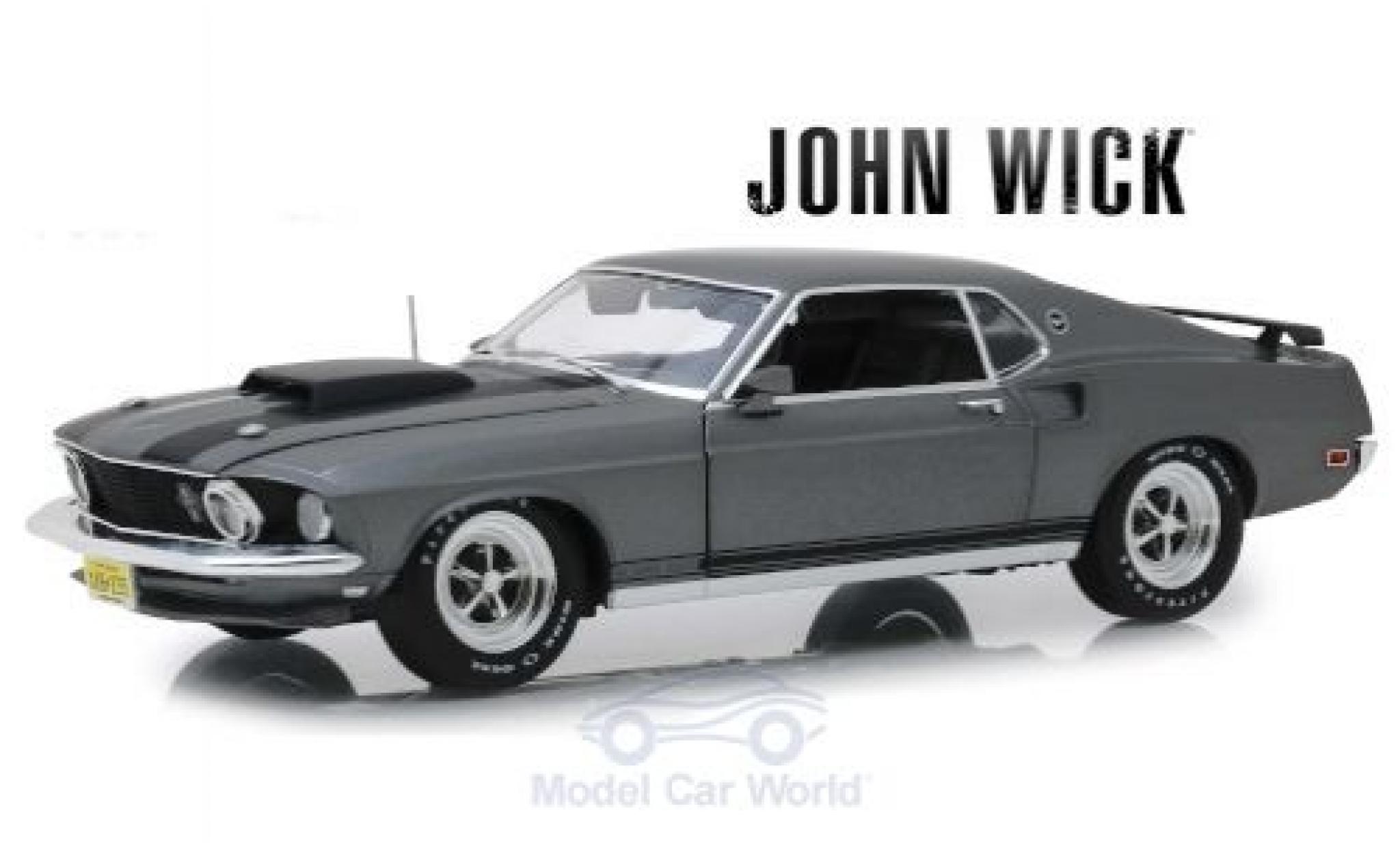 Ford Mustang 1/18 Highway 61 BOSS 429 metallic grey/matt-black John Wick 1969 diecast model cars