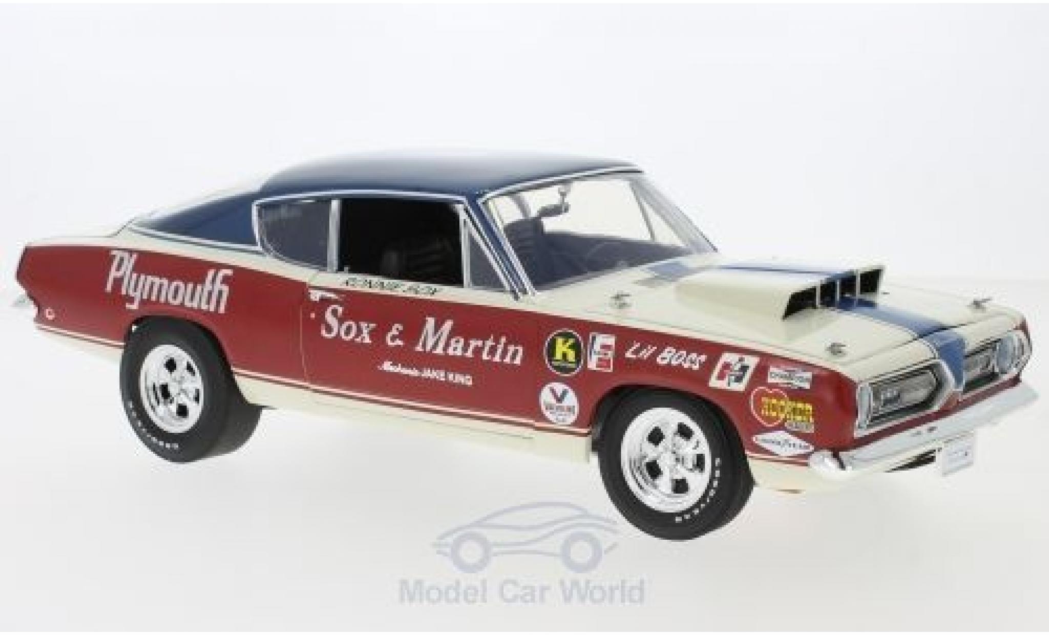 Plymouth Barracuda 1968 1/18 Highway 61 white/red Sox & Martin 1968 diecast model cars