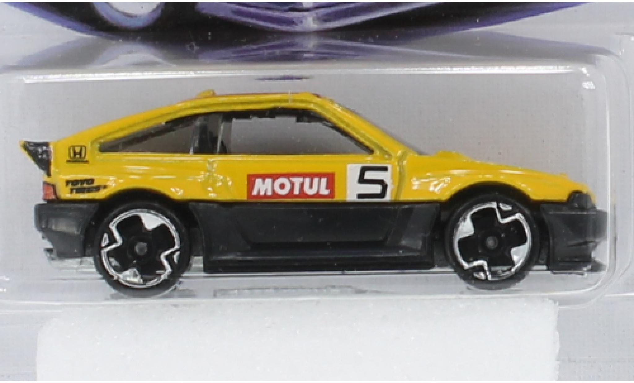Honda CR-X 1/64 Hot Wheels yellow/black 1985 1:64 diecast model cars