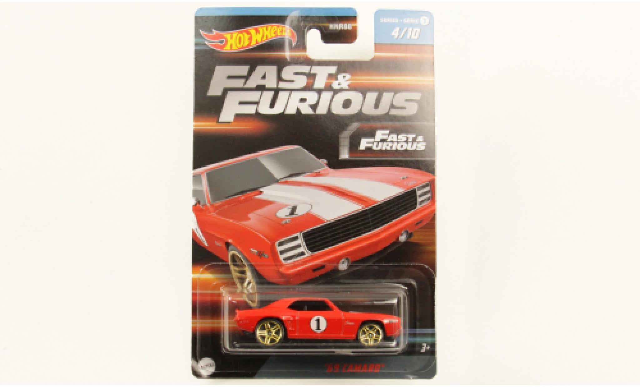 Chevrolet Camaro 1/64 Hot Wheels red/white rapide & Furious 1969 diecast model cars