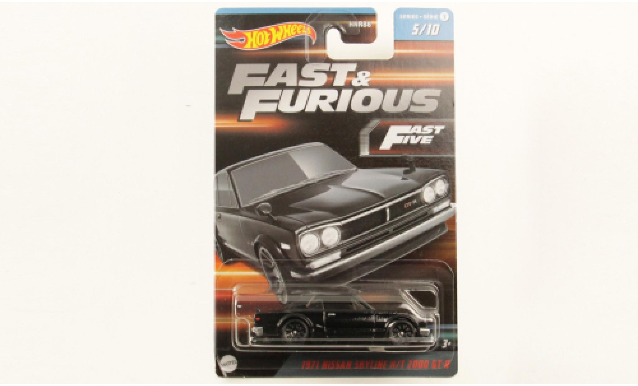 Nissan Skyline 1/64 Hot Wheels 2000 GT-R (KPGC110) black rapide & Furious 1971 diecast model cars